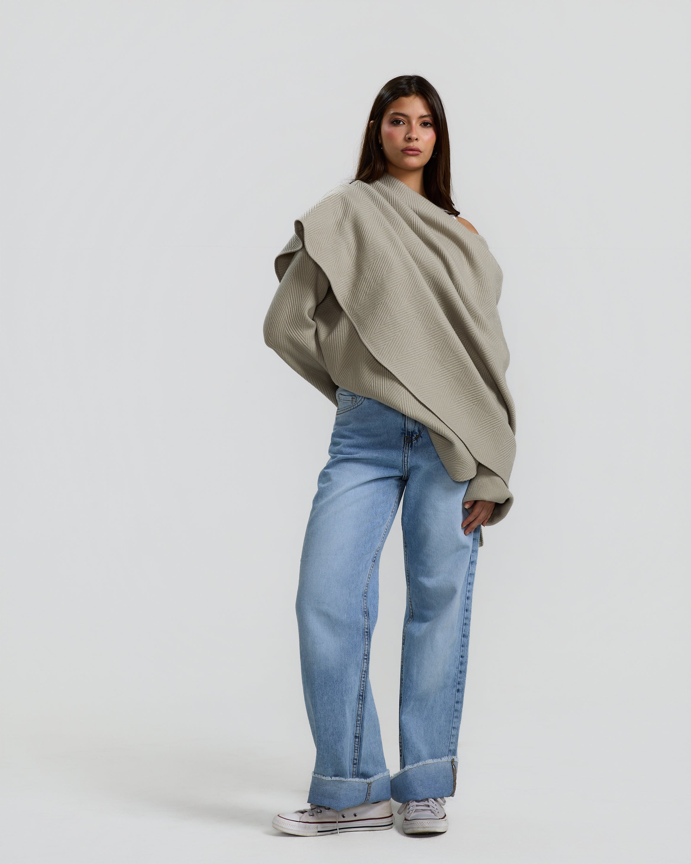 Maxi Collar Pullover in Greige