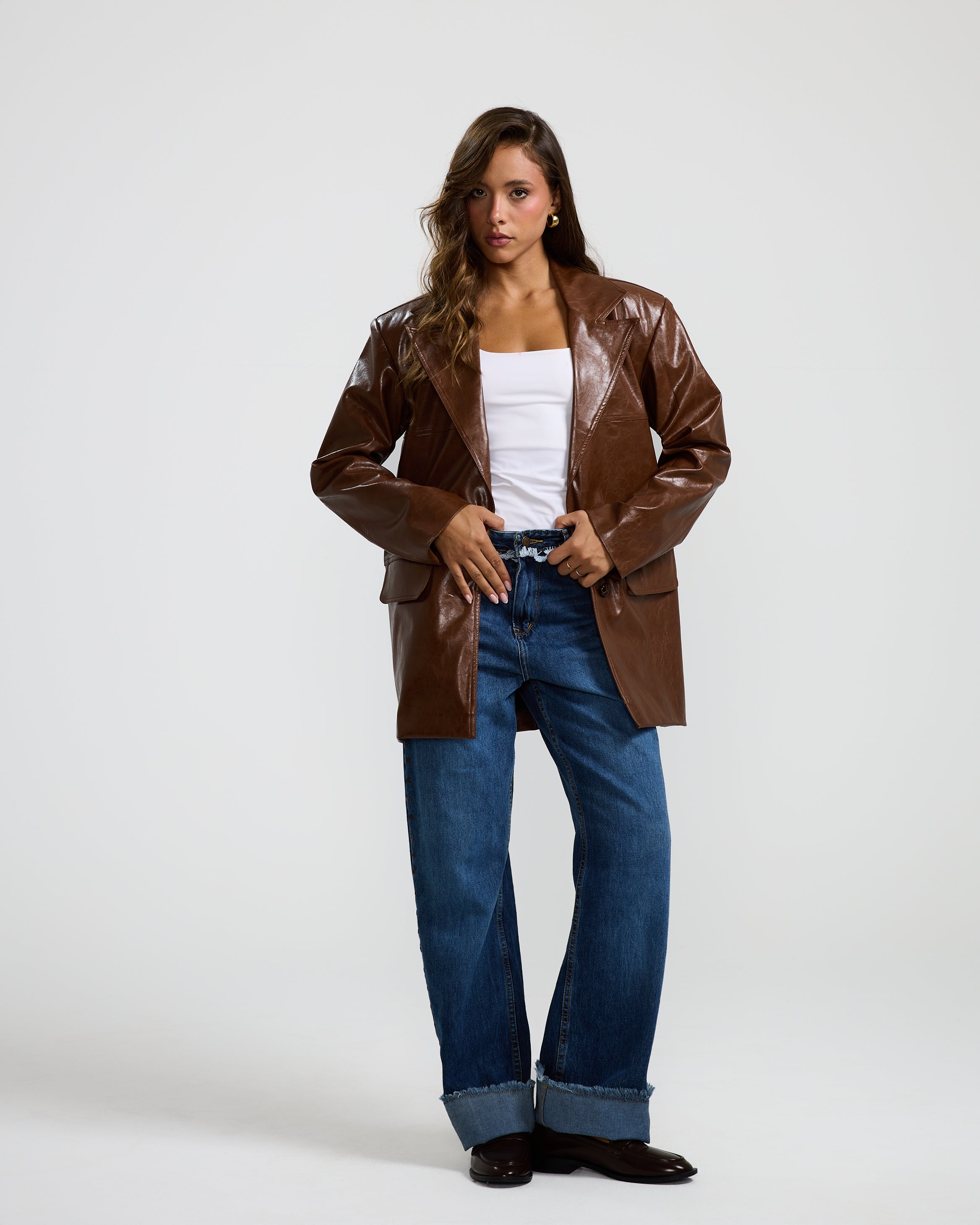 Brown Leather Blazer