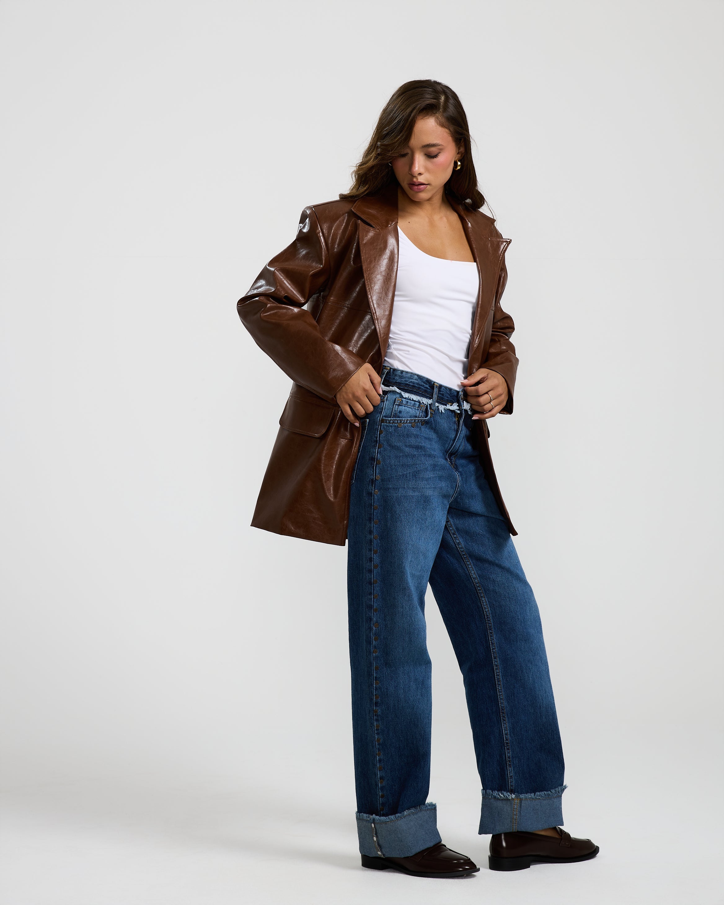 Brown Leather Blazer