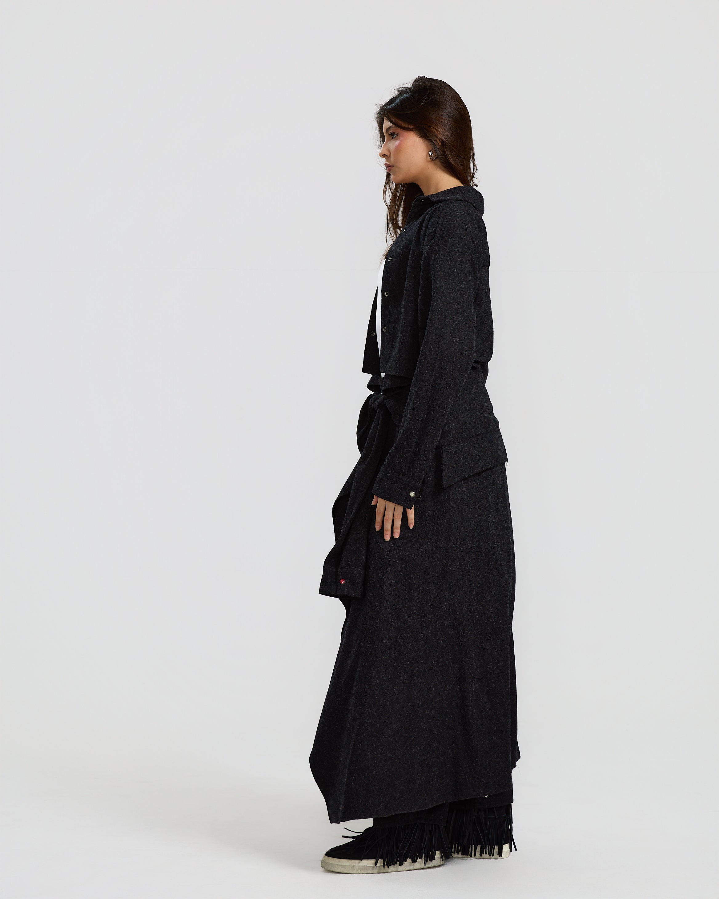 Maxi Wraparound Wool Shirt