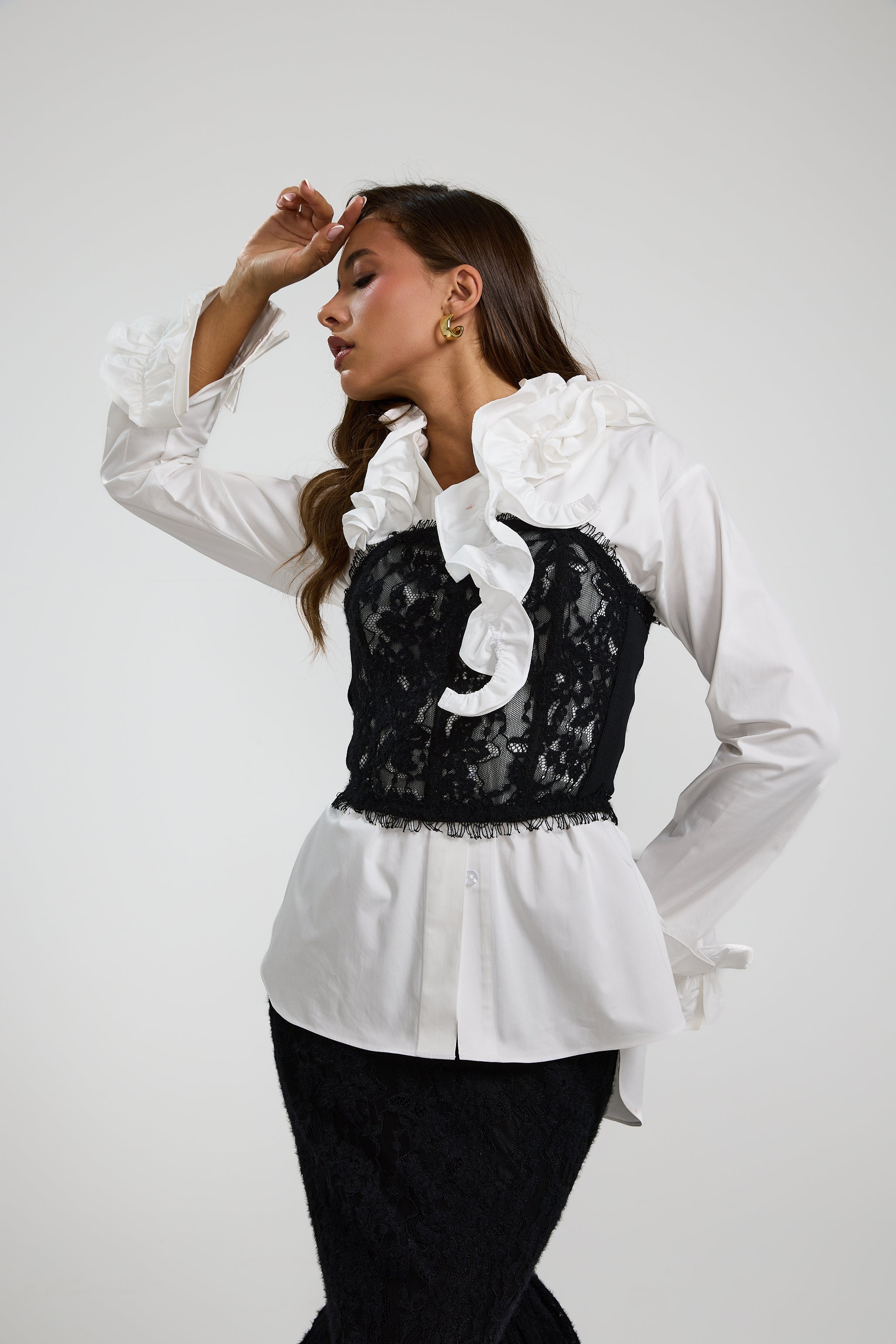 Wool Lace Corset Black