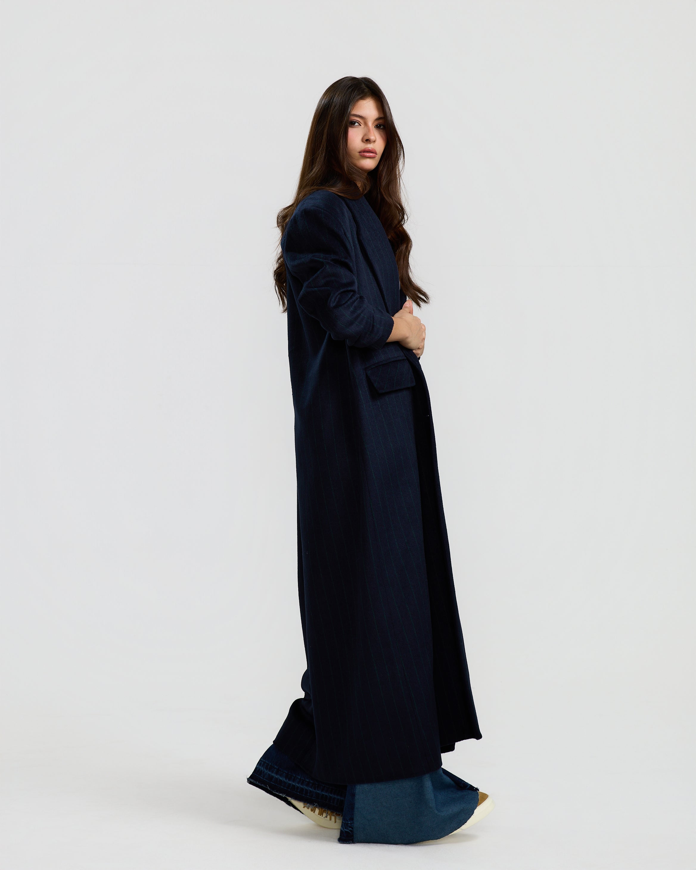 Striped Wool Blazery Coat