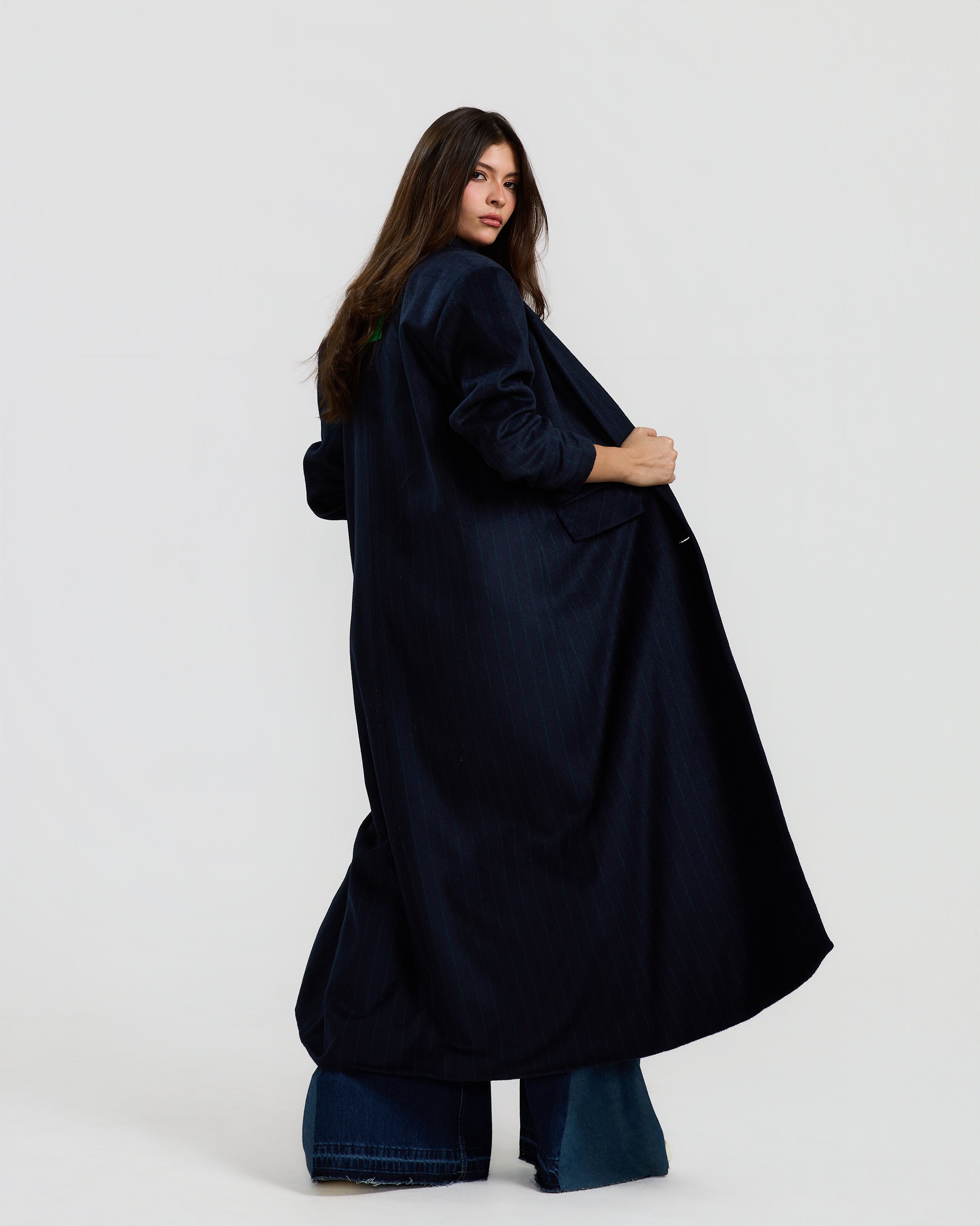 Striped Wool Blazery Coat