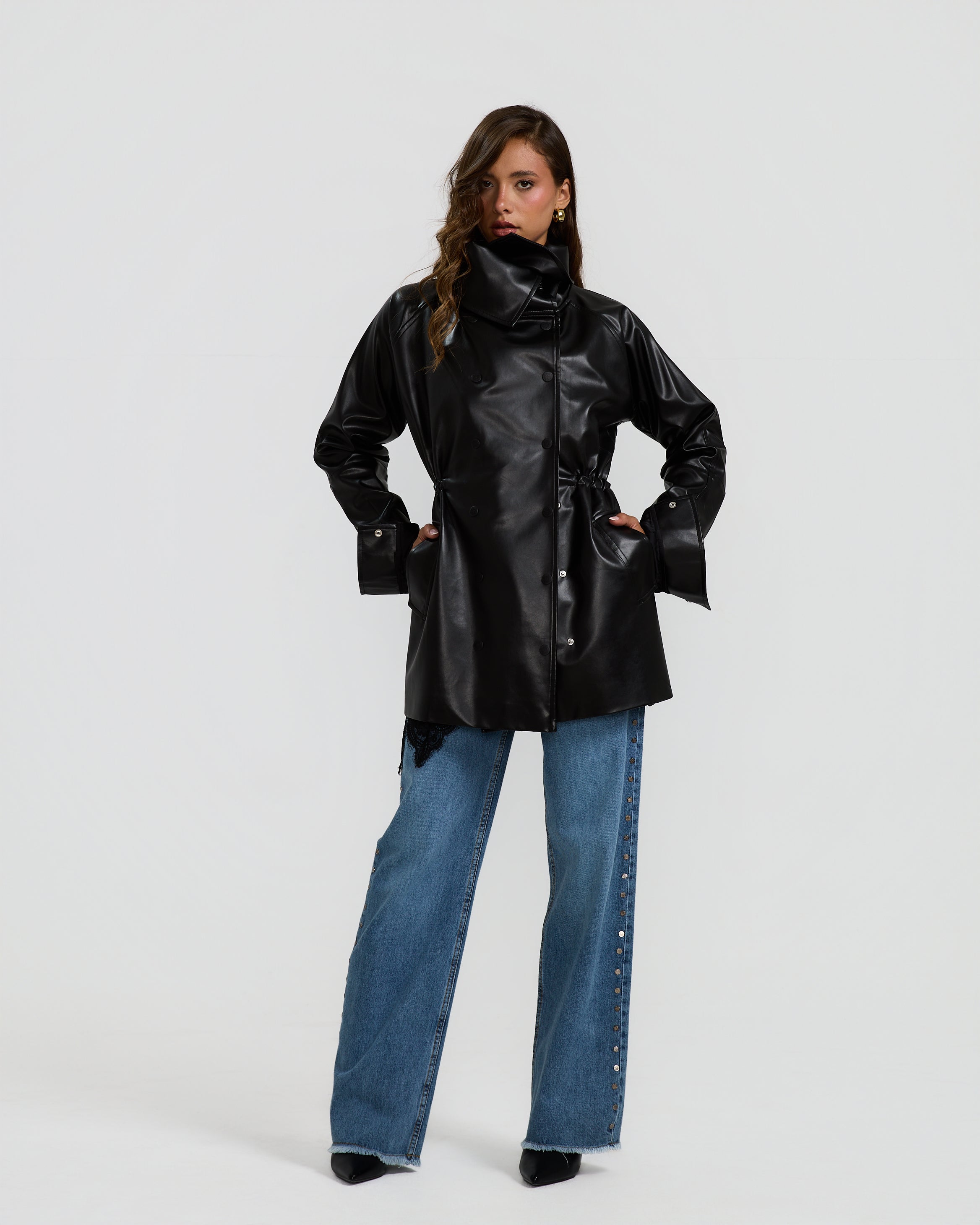 Waisted Black Leather Jacket