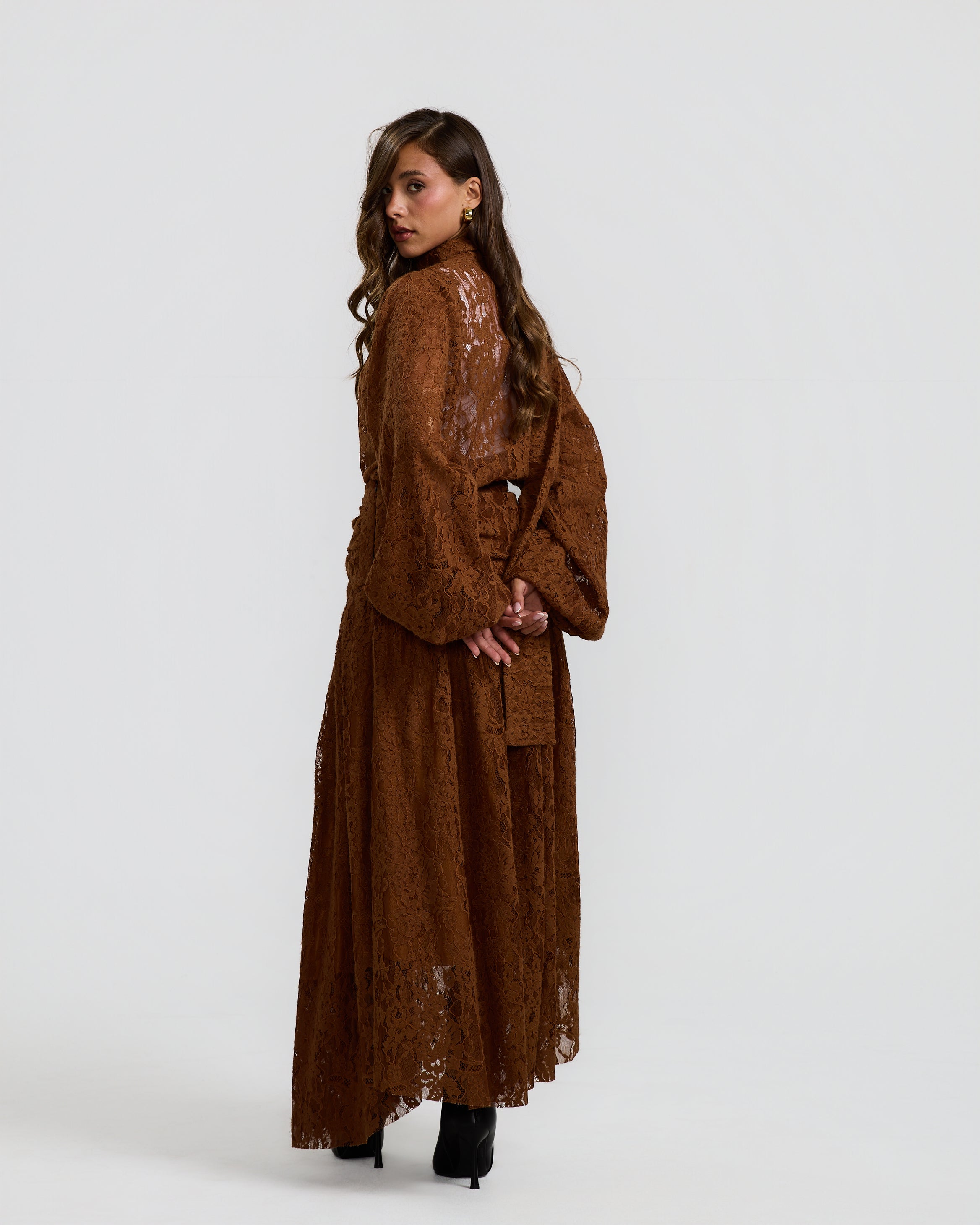 Flowy Camel Lace Skirt