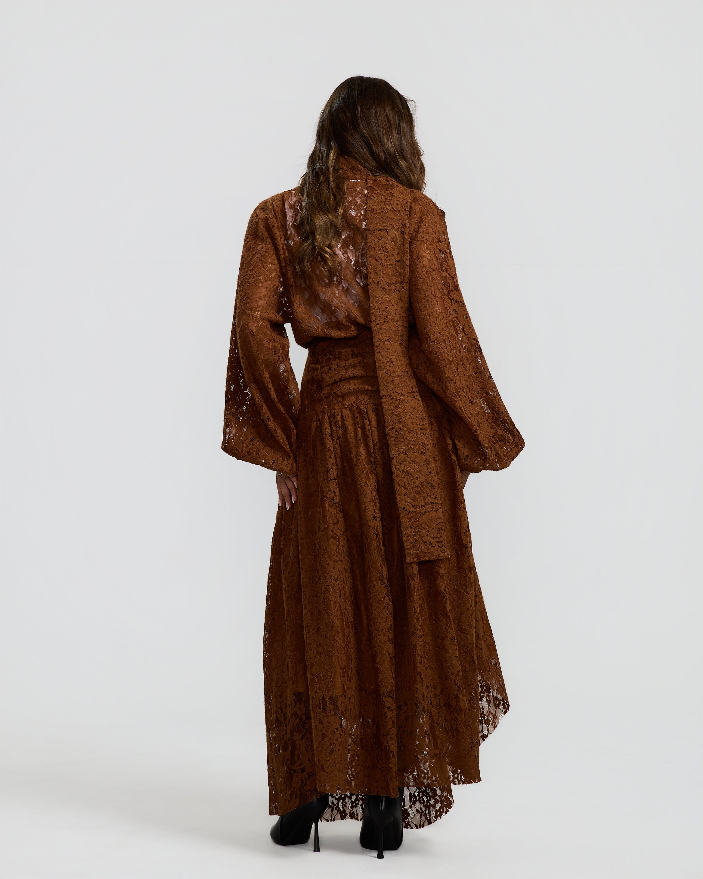 Flowy Camel Lace Skirt