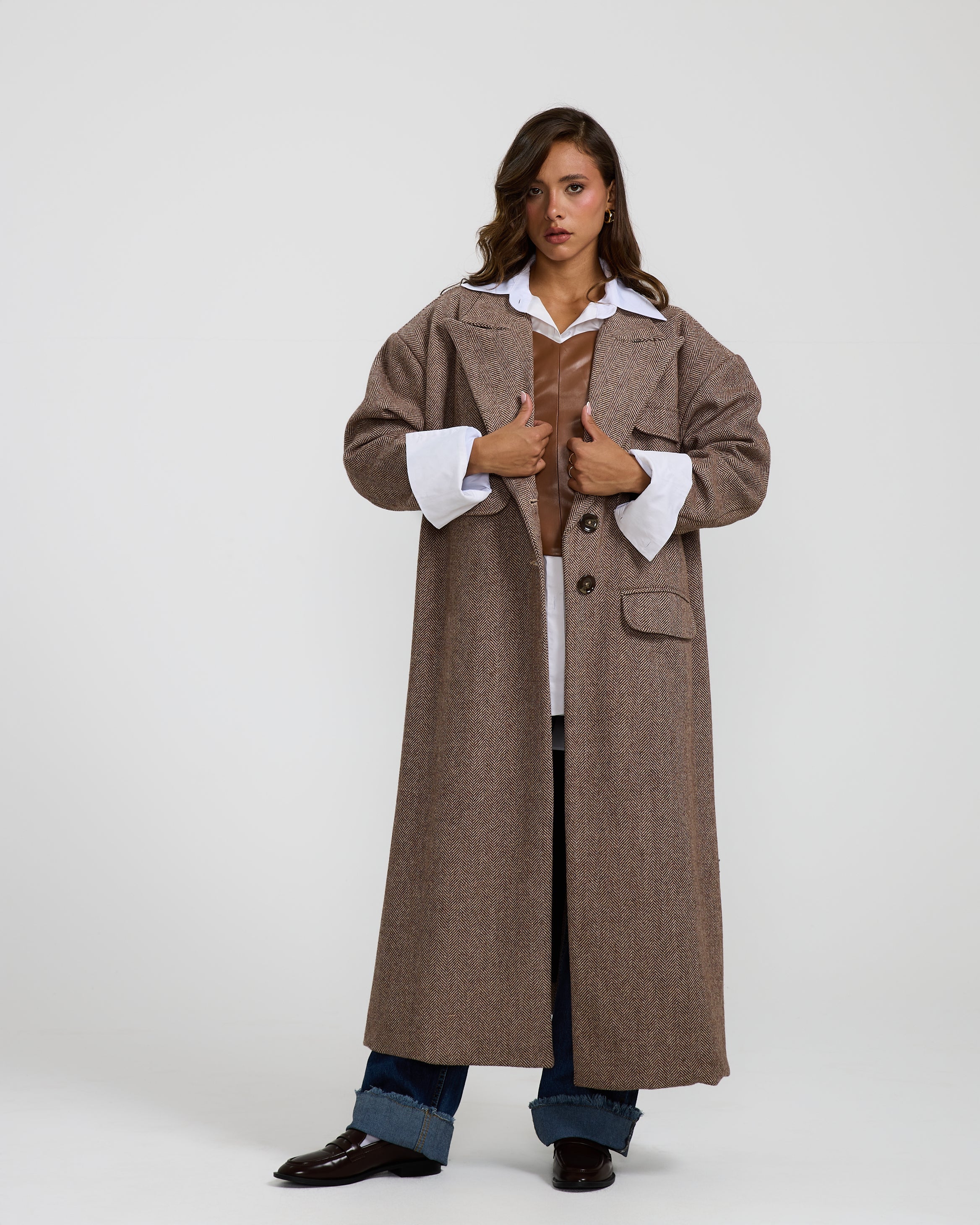 Oversize Wool Brown Coat
