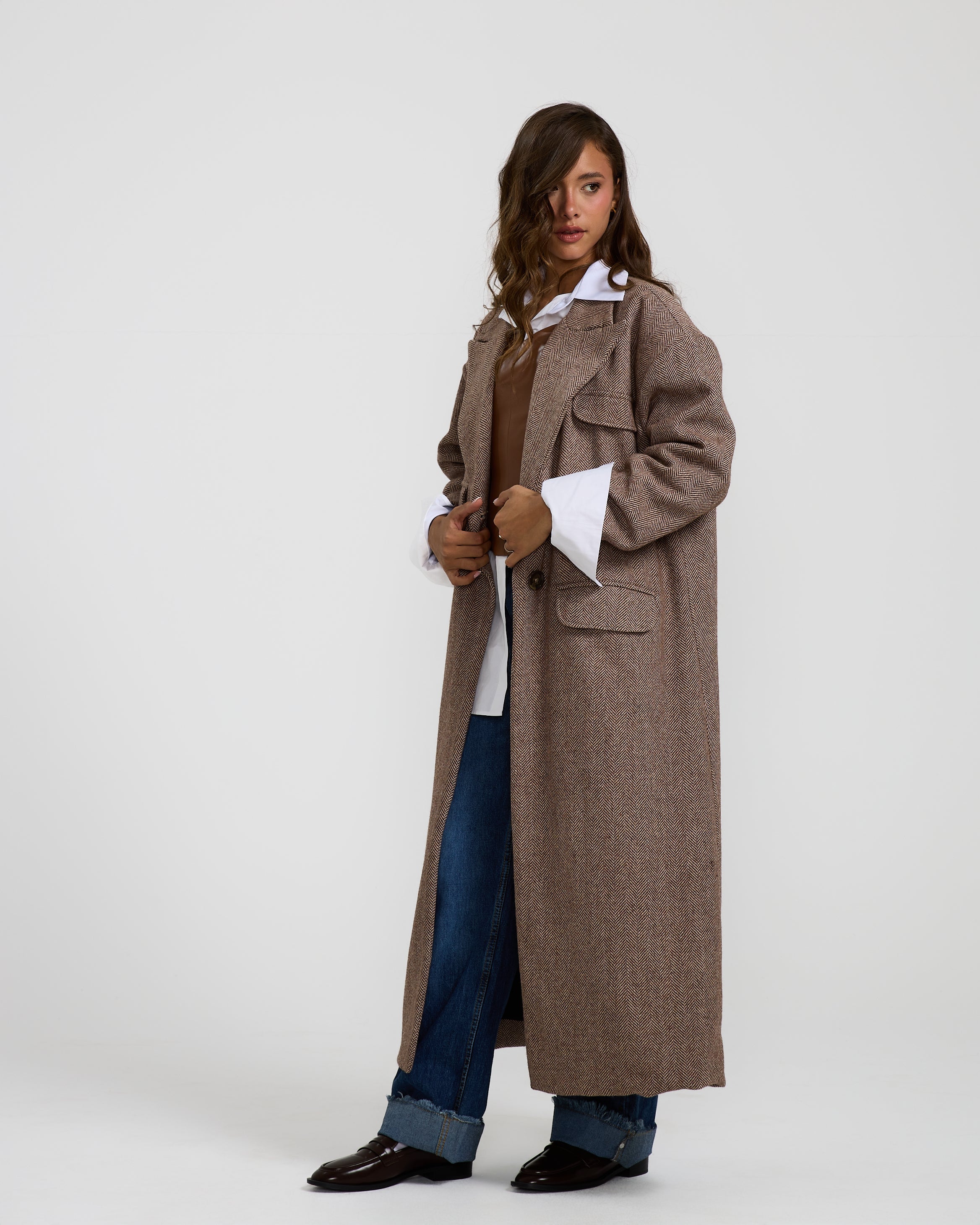 Oversize Wool Brown Coat