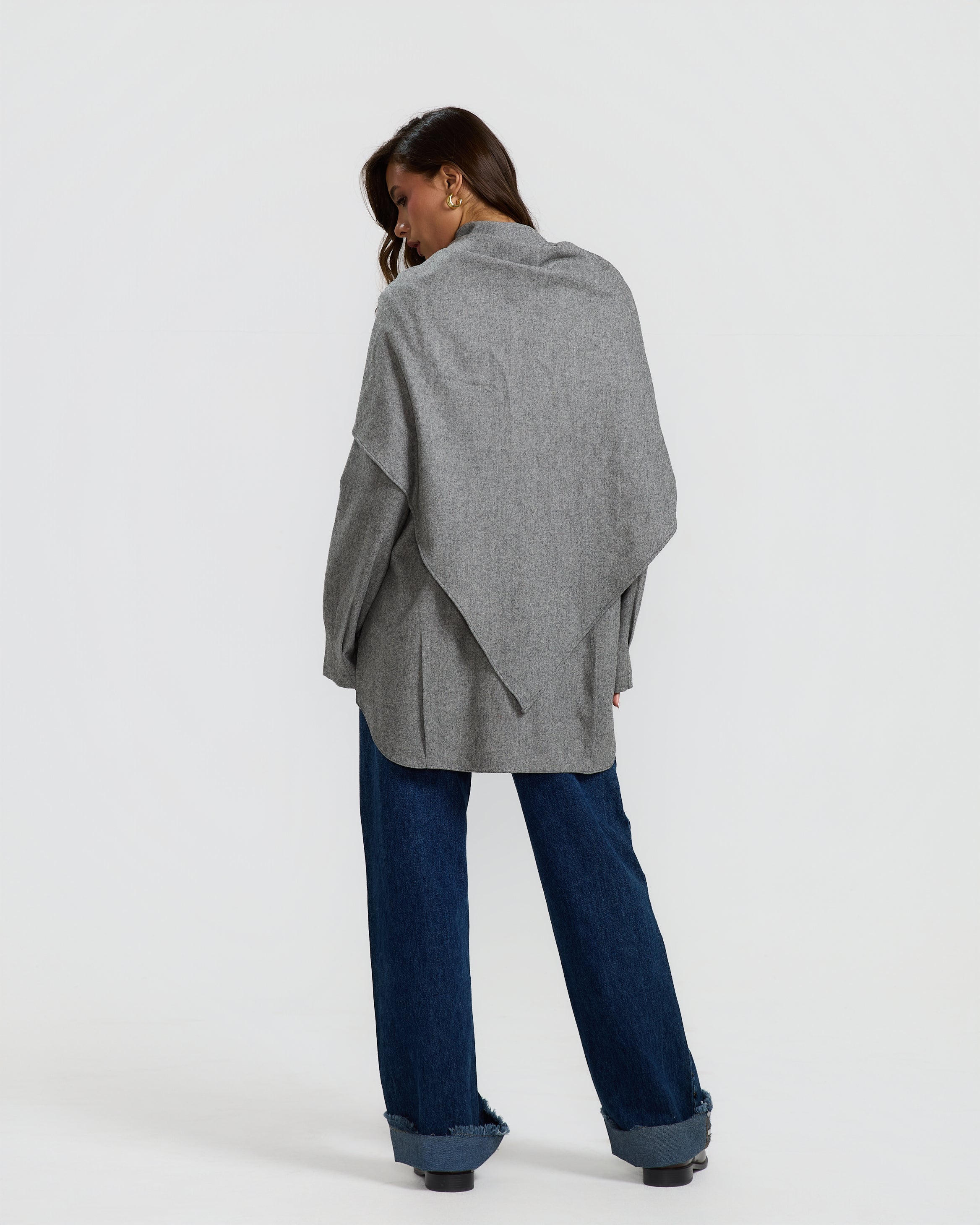 Grey Wrapped Wool Top