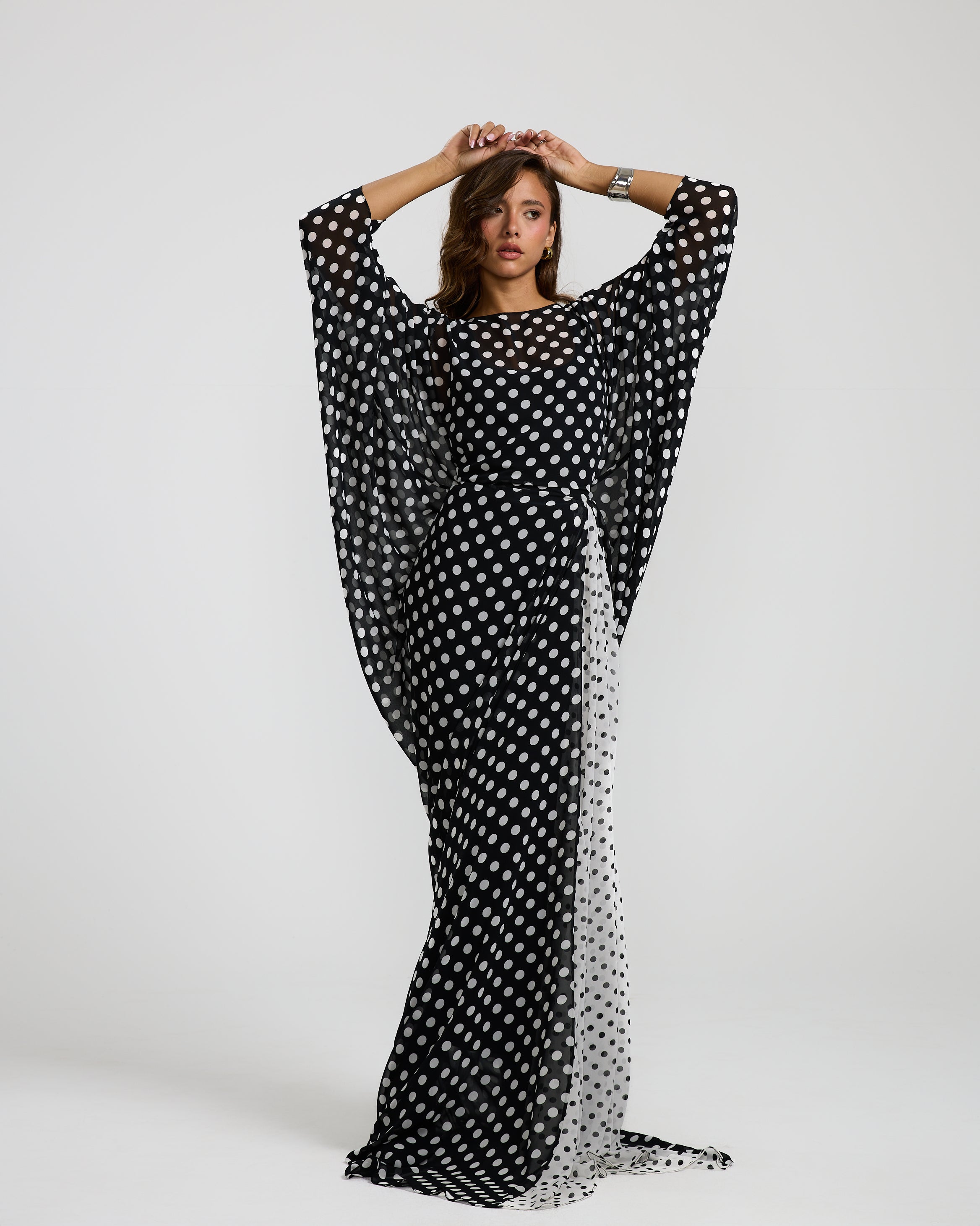 Polka Dots Side Wrap Chiffoon Dress