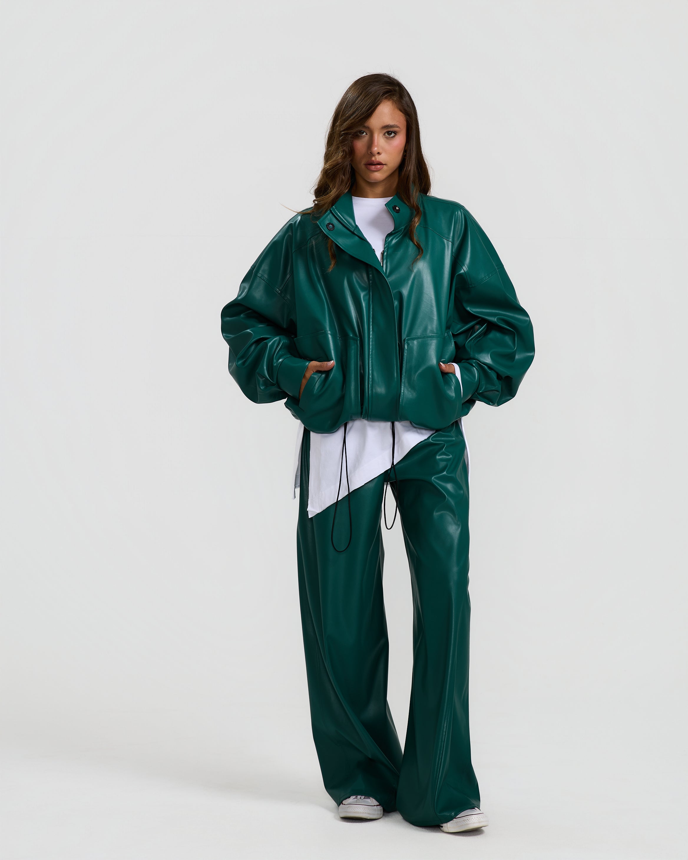 Bomber Green Leather Jacket