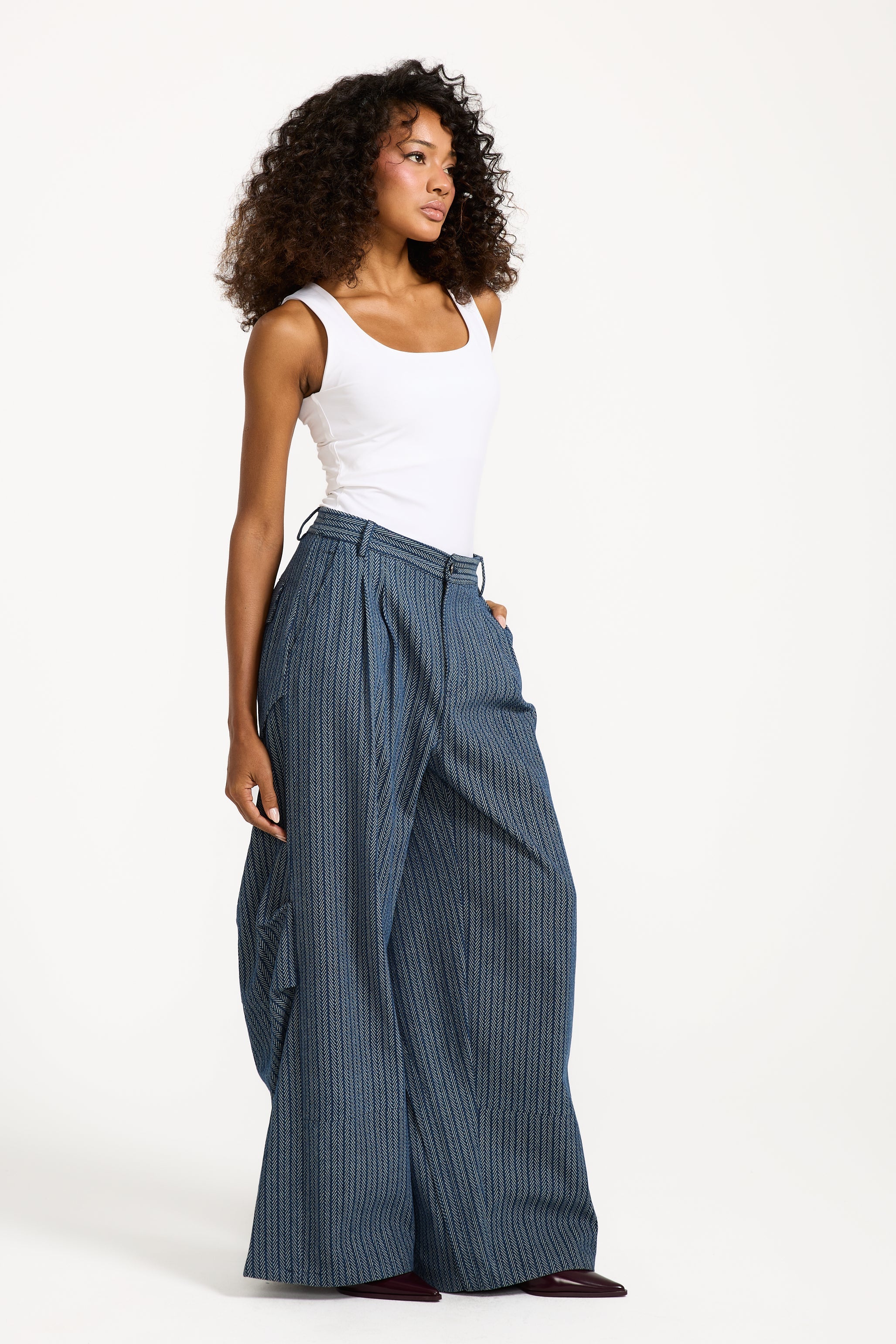 Striped Denim Twisted Back Denim