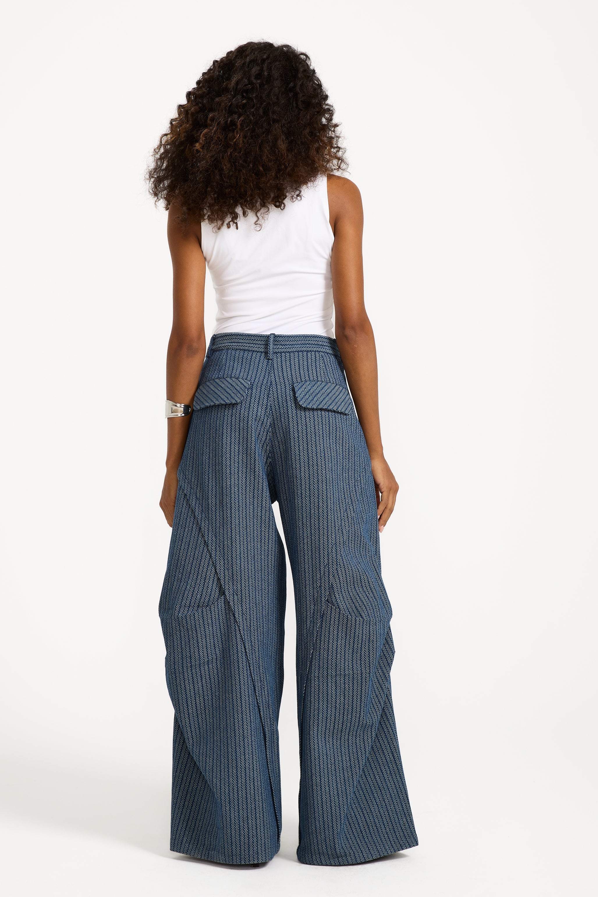 Striped Denim Twisted Back Denim