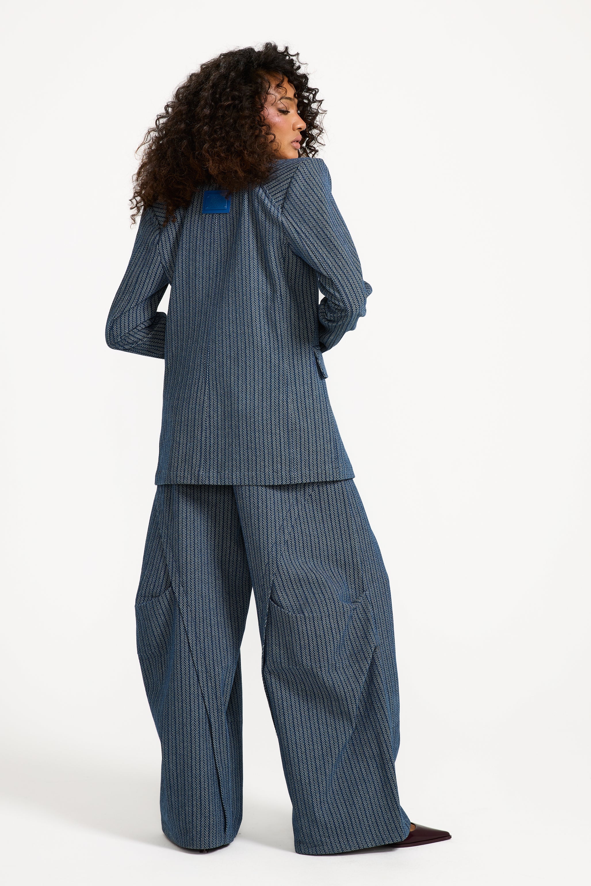 Striped Denim Blazer