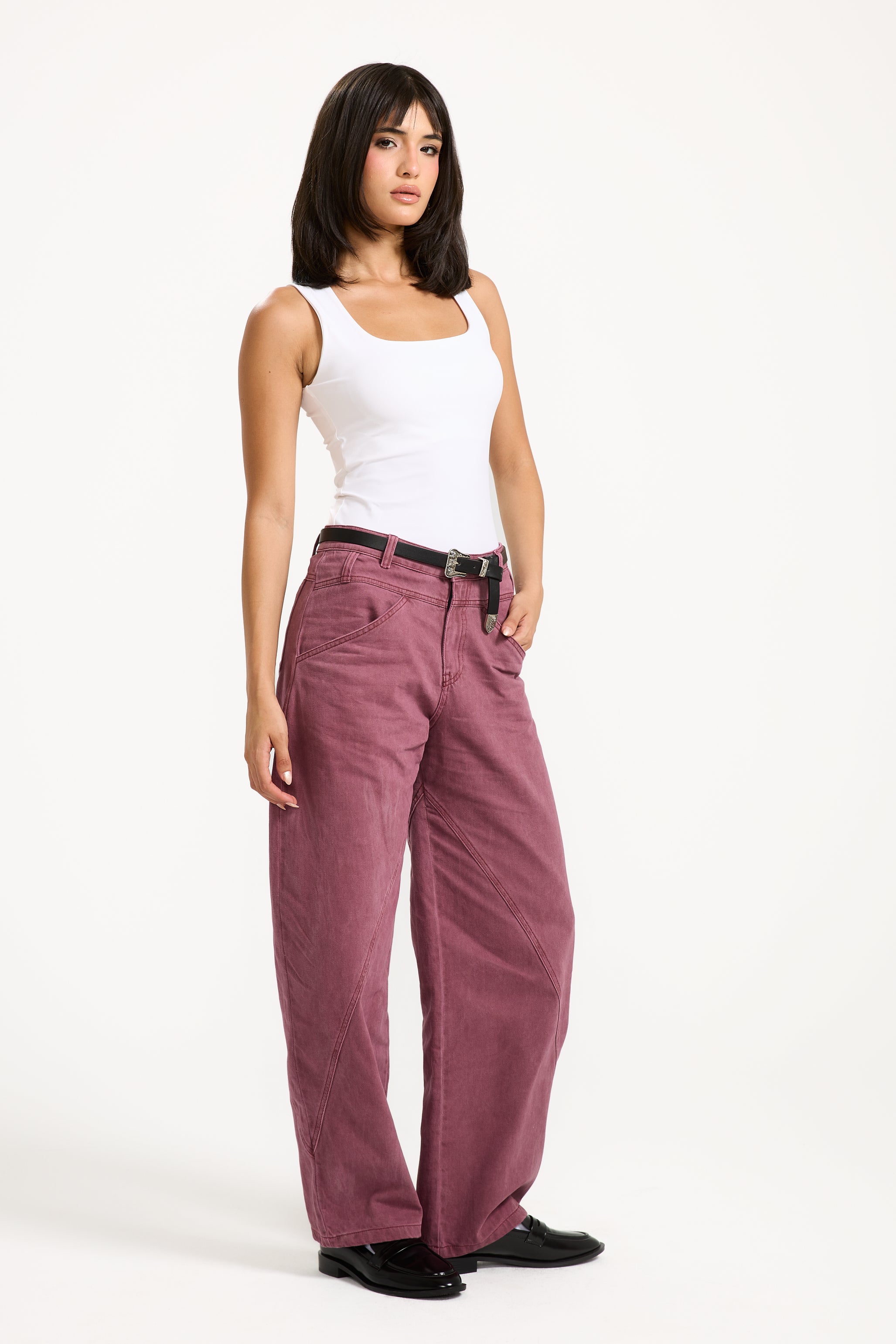 Washed Brick Denim Pants