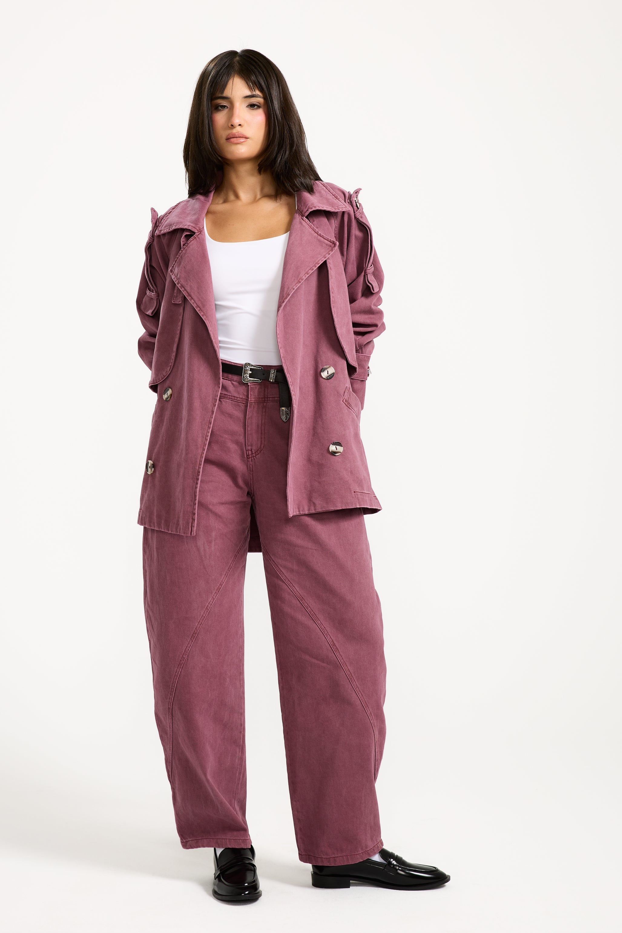 Oversize Short Trench Coat Brick