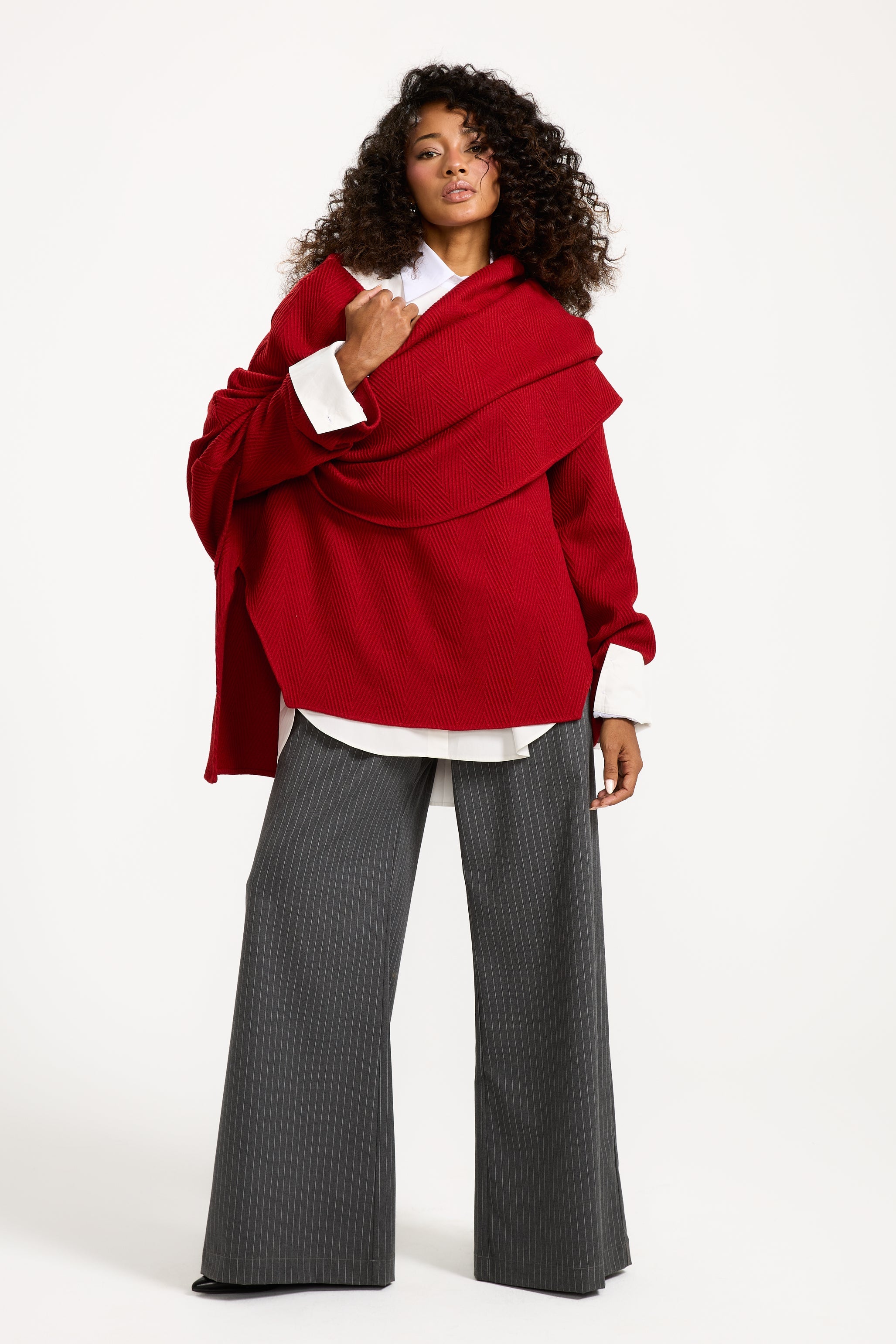 Maxi Collar Pullover In Red