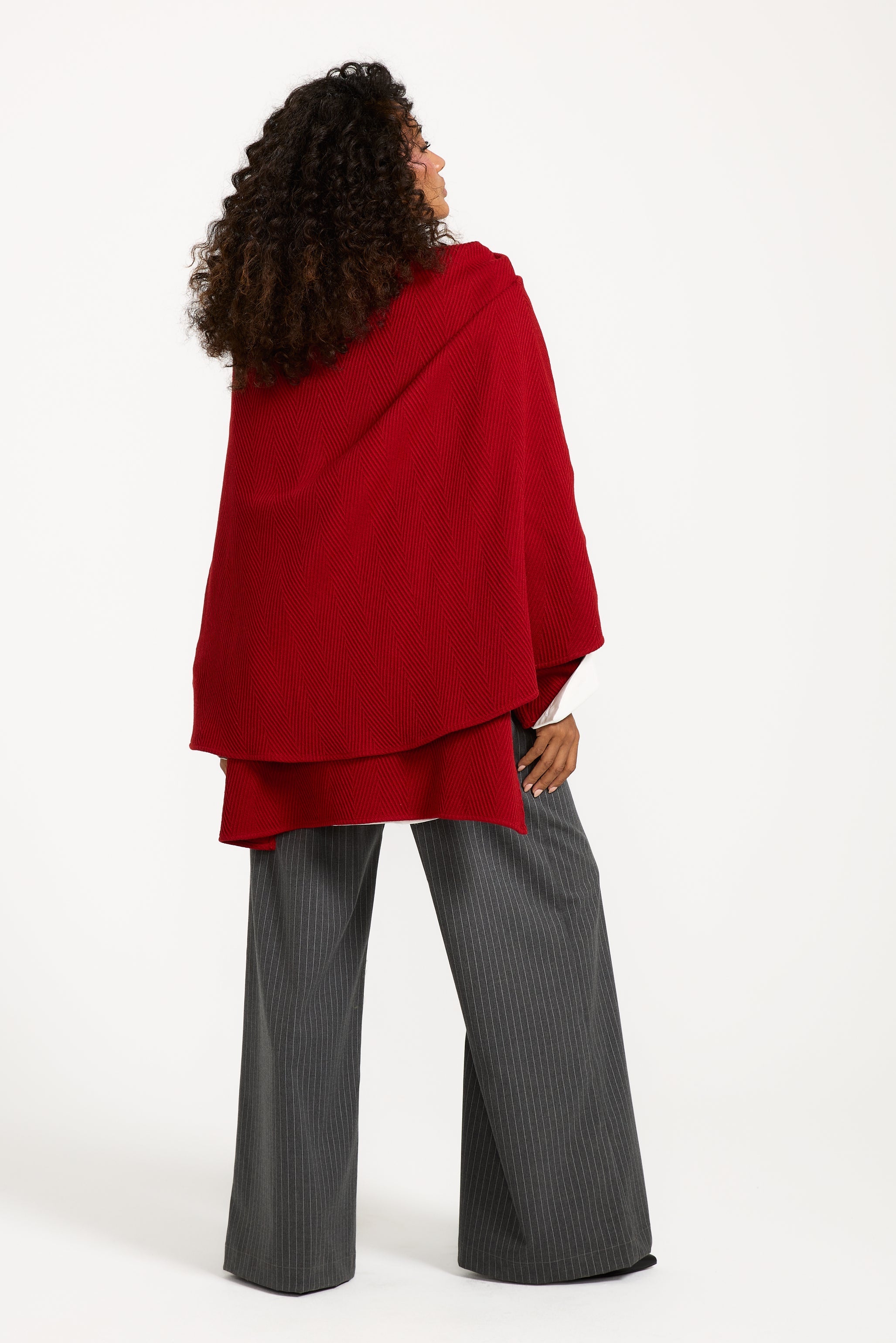 Maxi Collar Pullover In Red