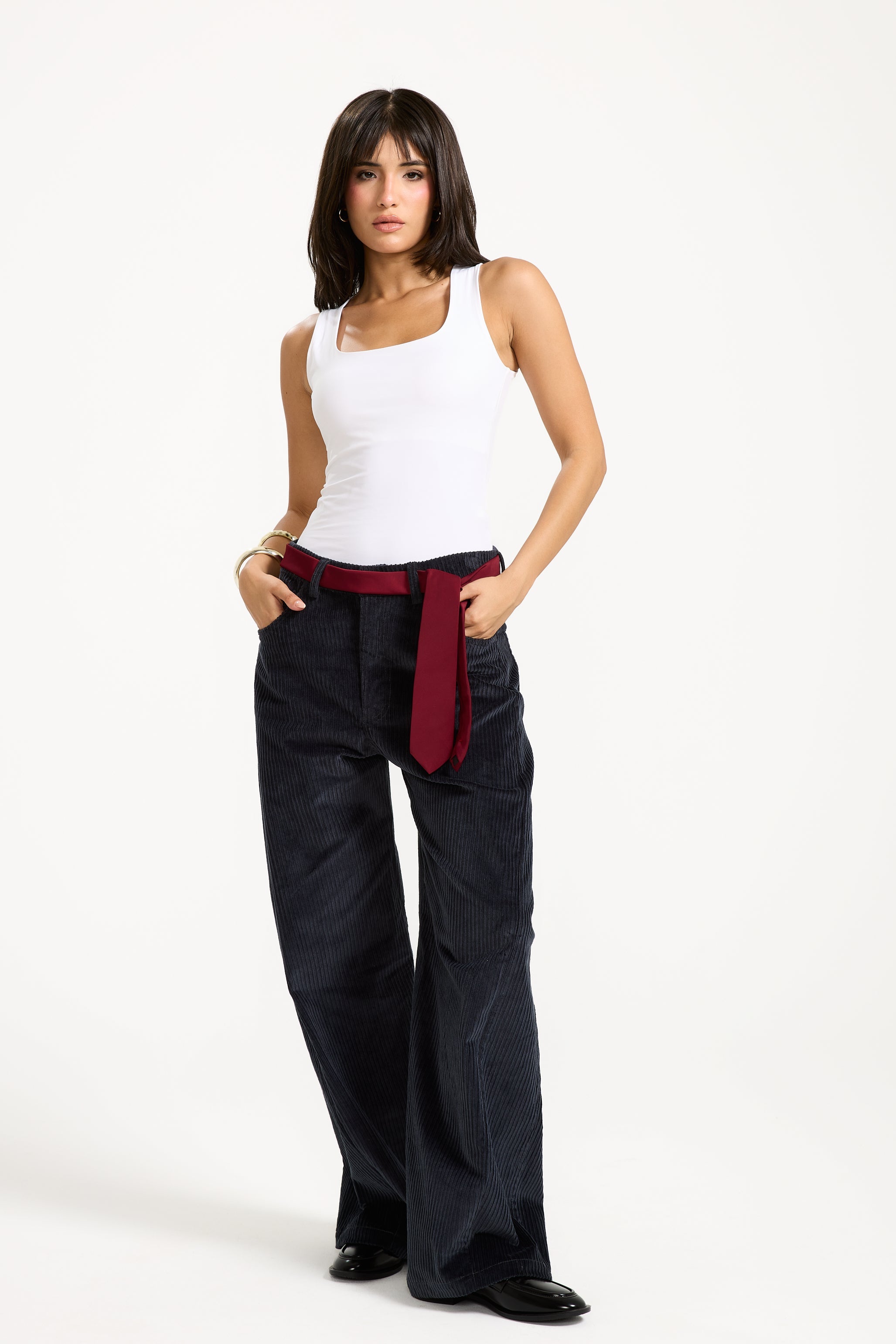 VELOUR BARREL PANTS