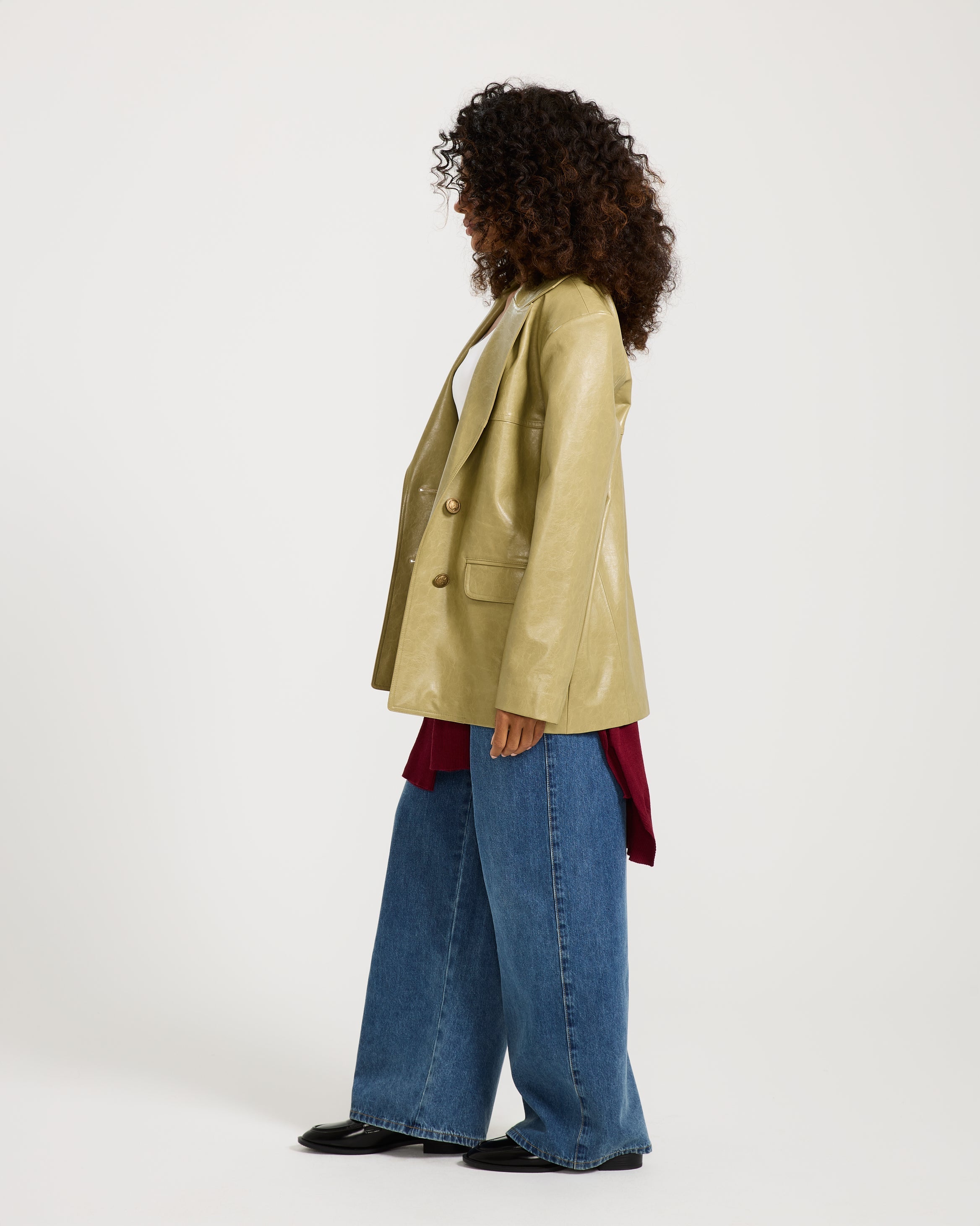 Olive Leather Blazer