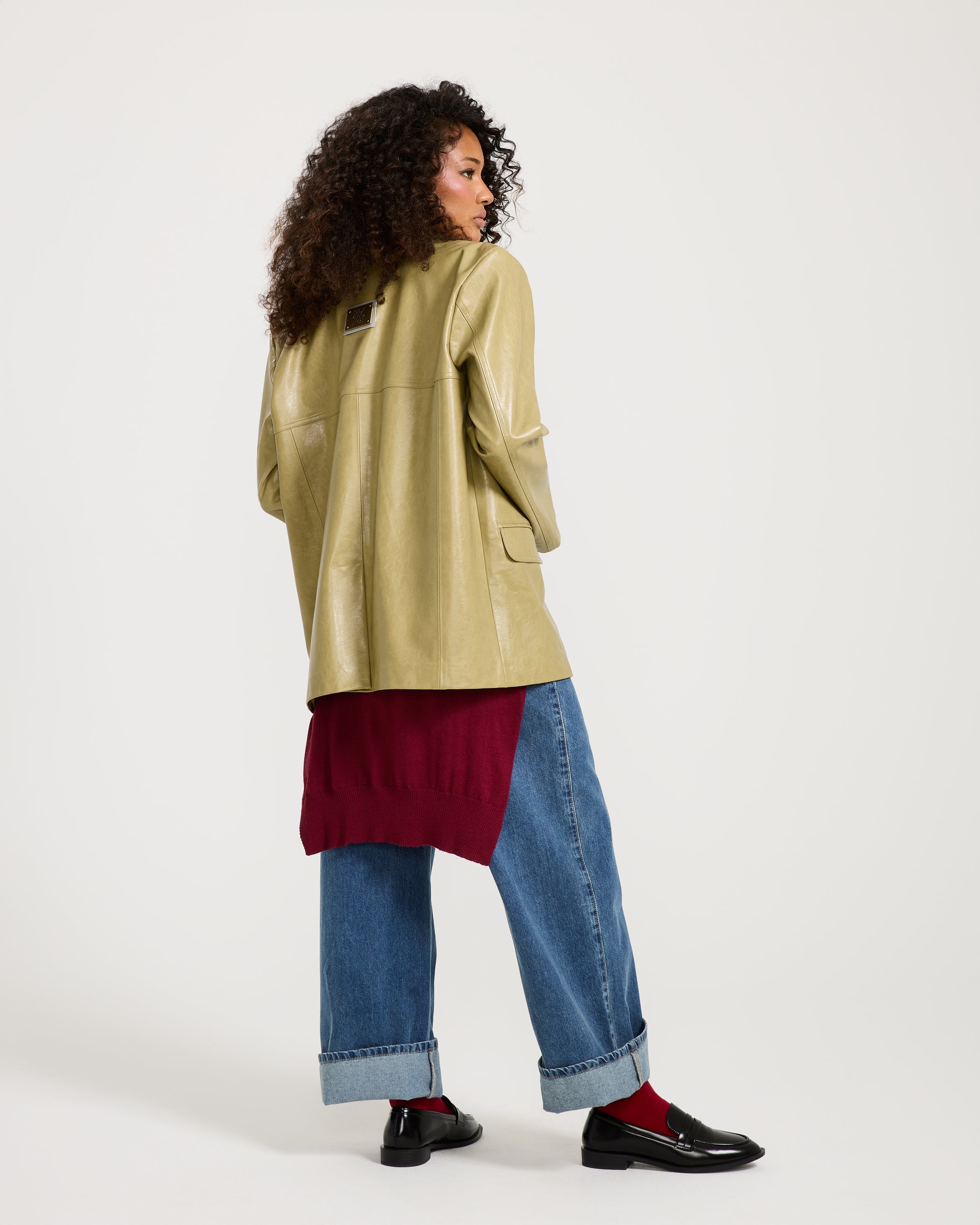 Olive Leather Blazer