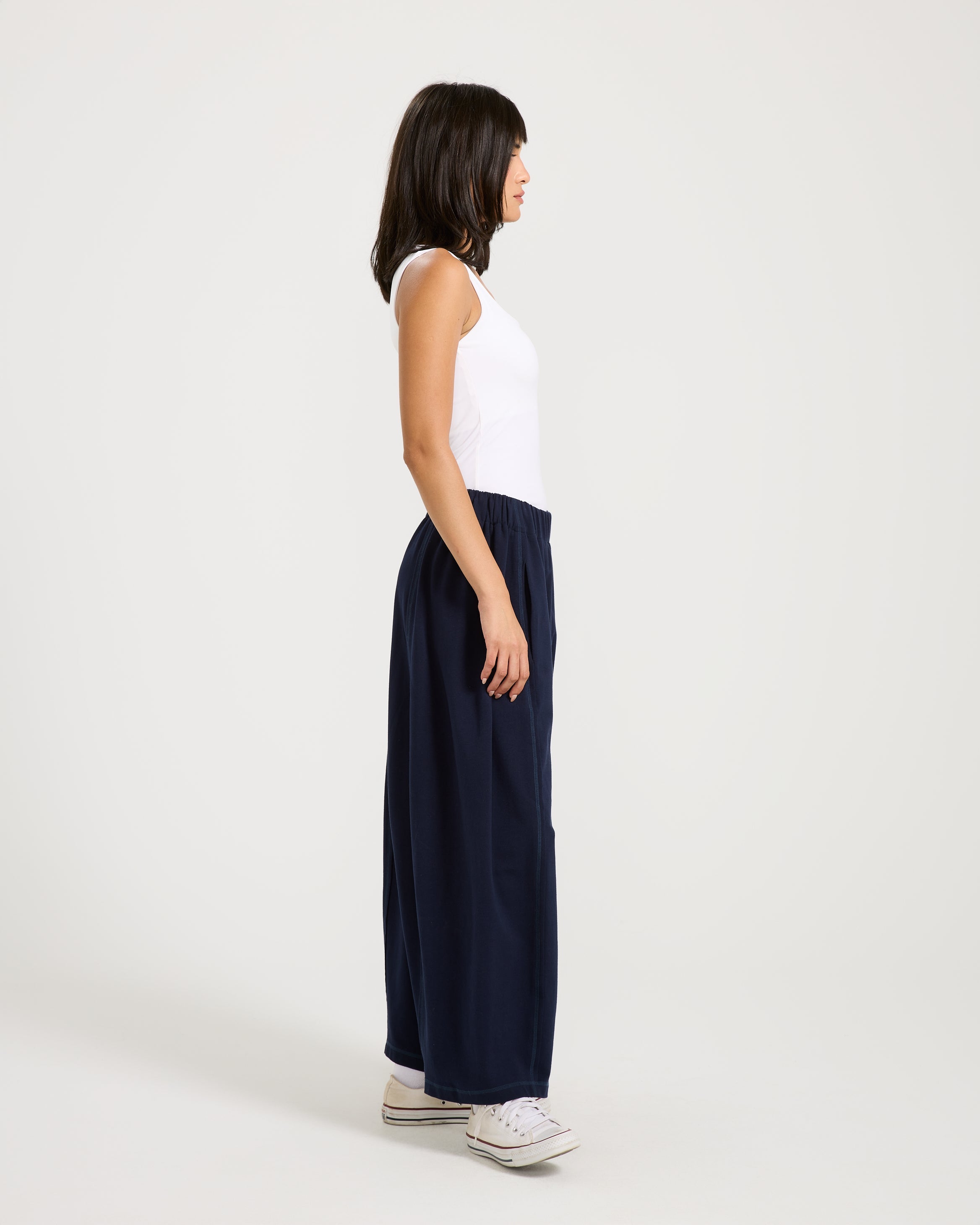 Patchwork Cropped Sweatpants Navy