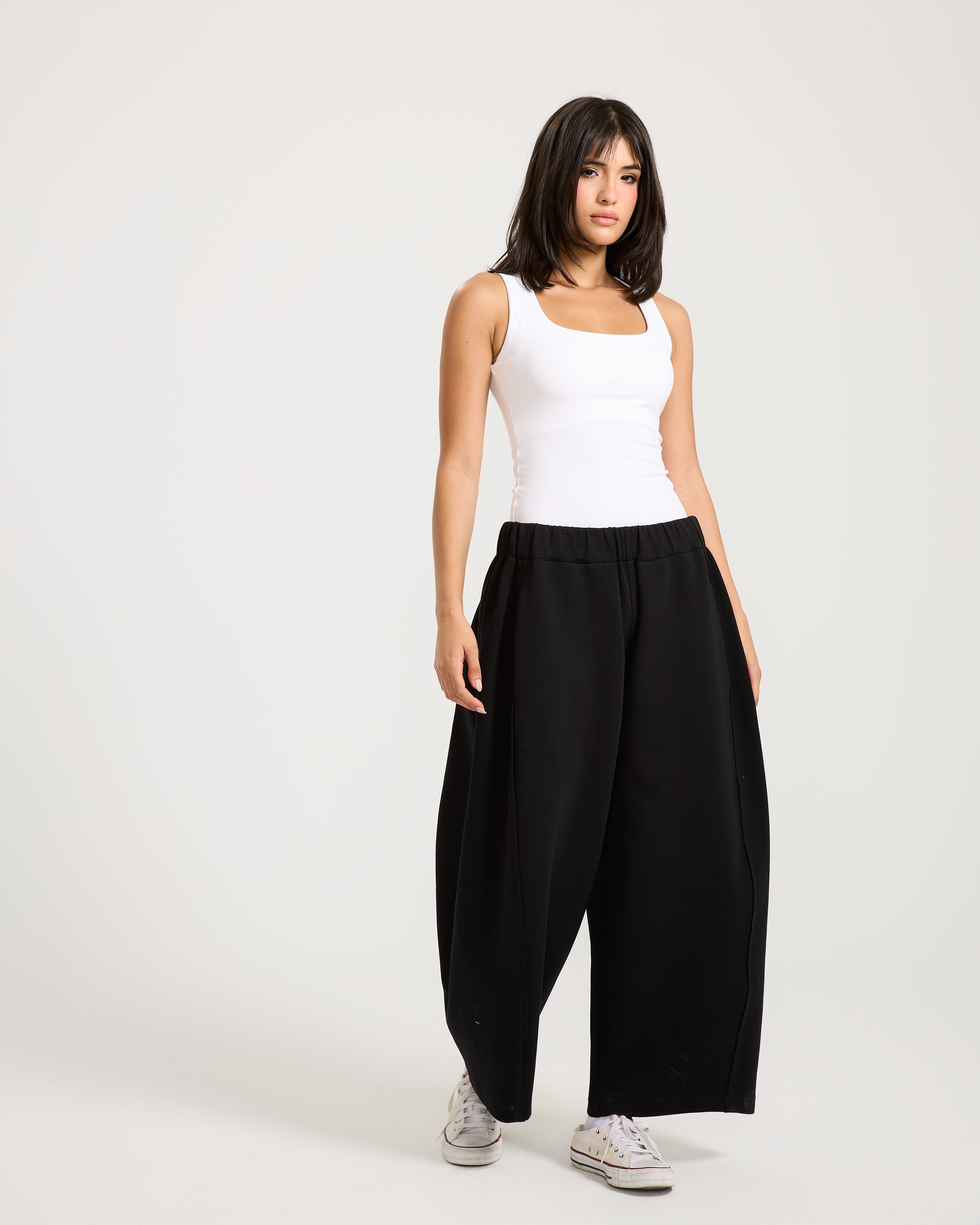 Patchwork Cropped Sweatpants Black