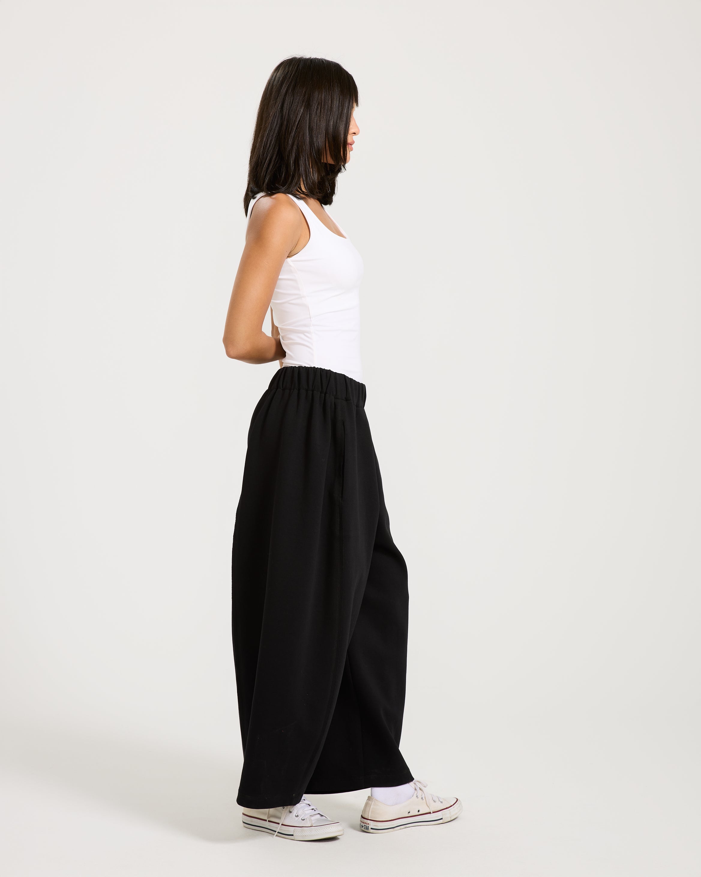 Patchwork Cropped Sweatpants Black