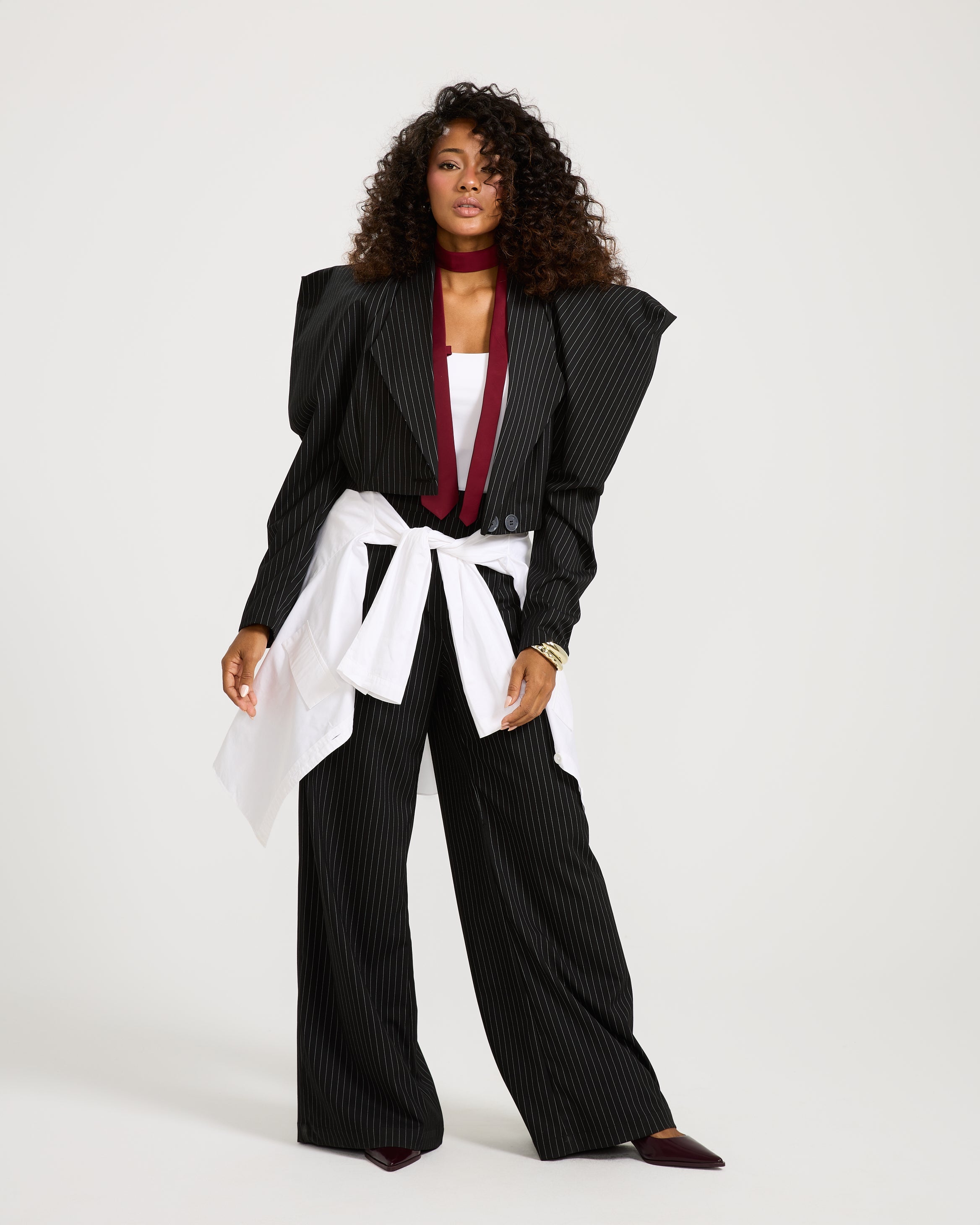 Cropped Structured Shoulders Blazer