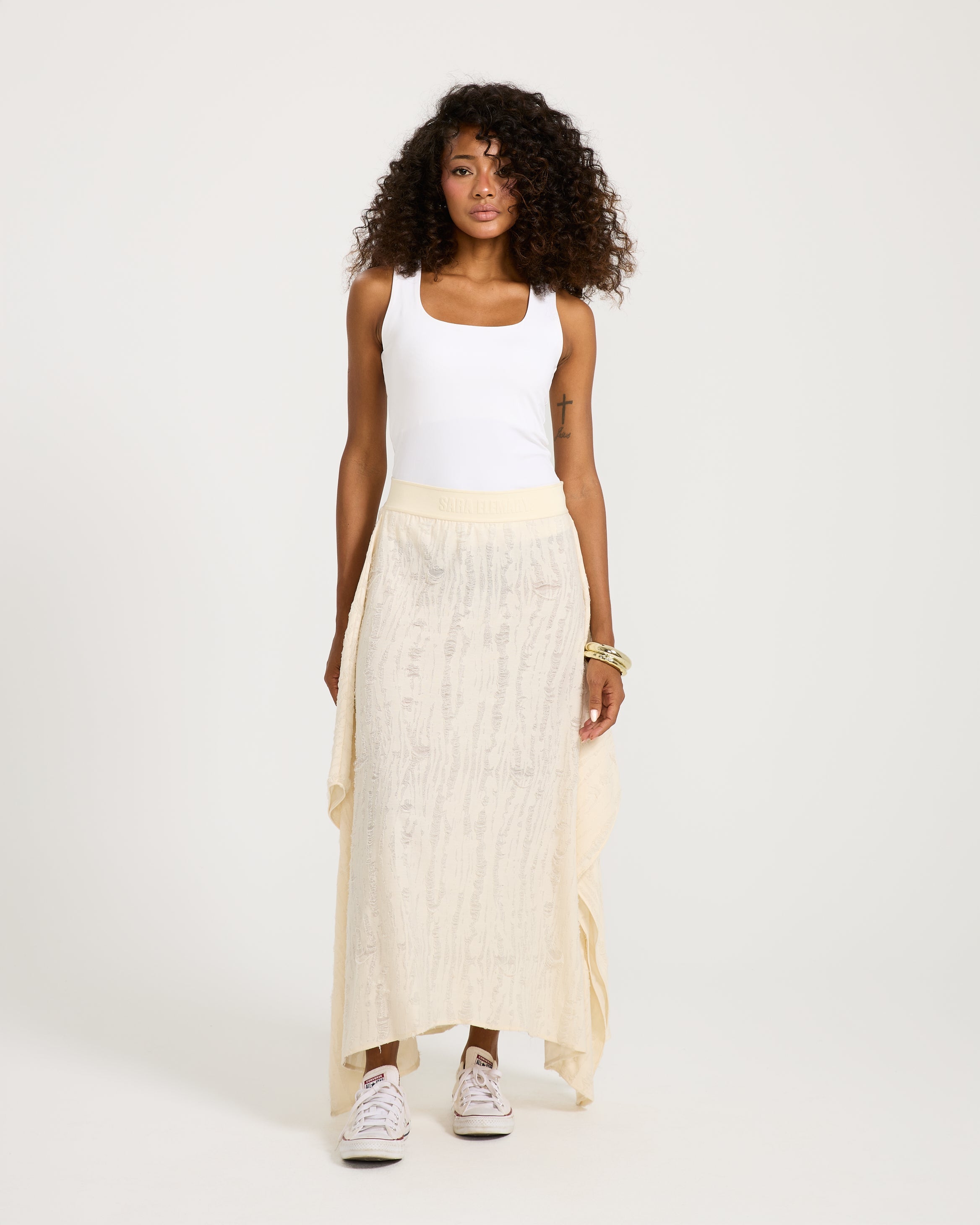 Ripped Asymmetrical Skirt