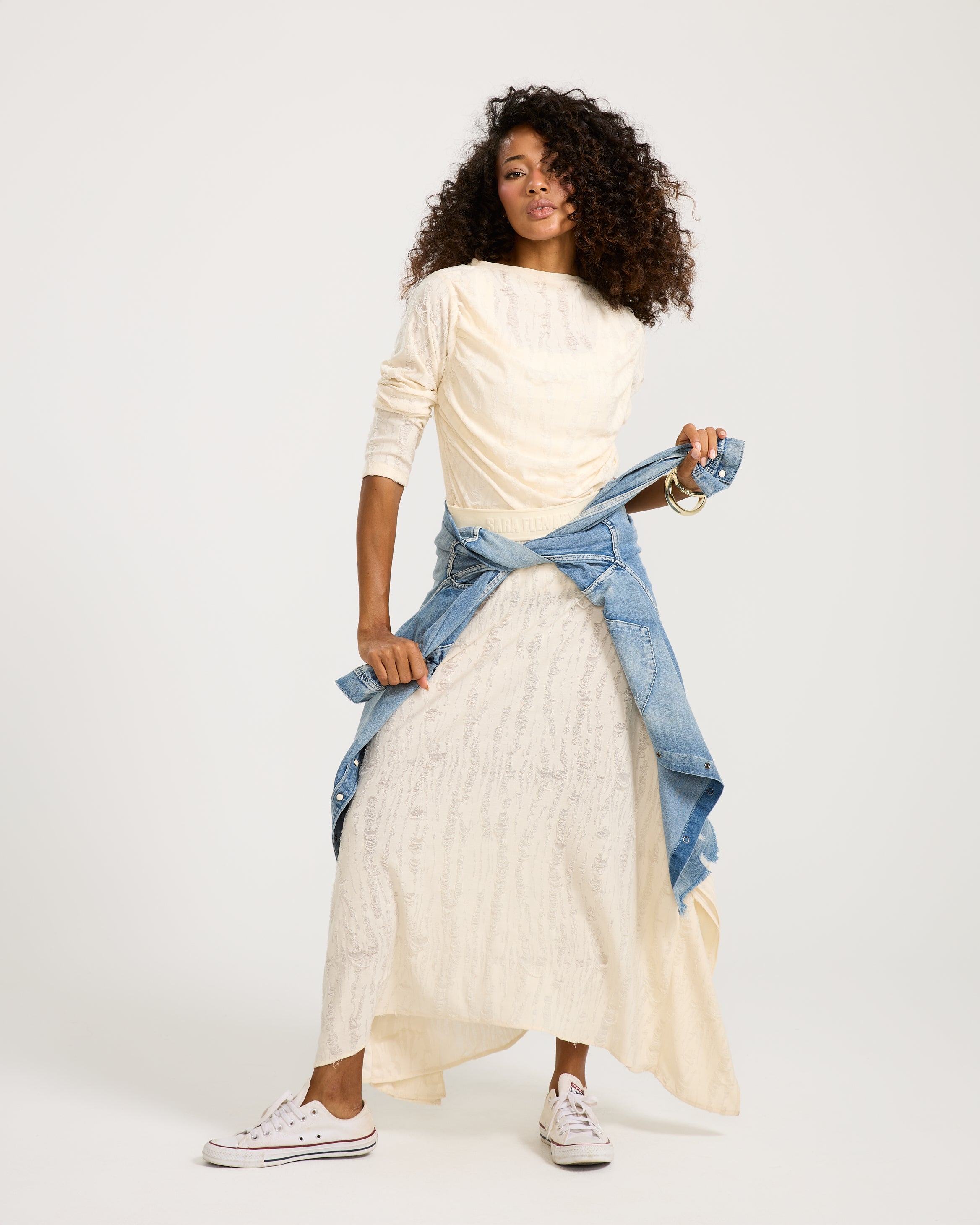 Ripped Asymmetrical Skirt