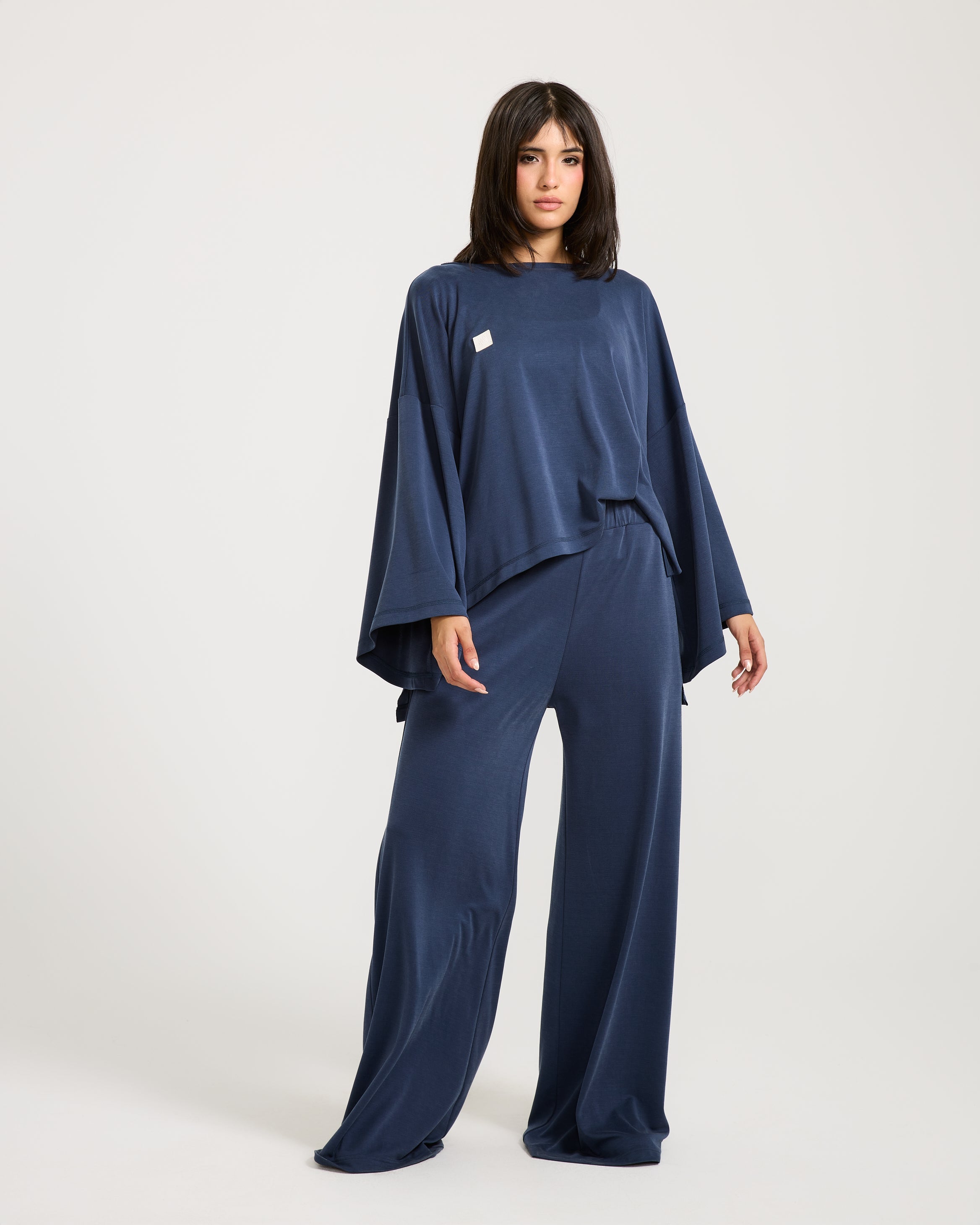 Oversize Bell Sleeves Top Navy