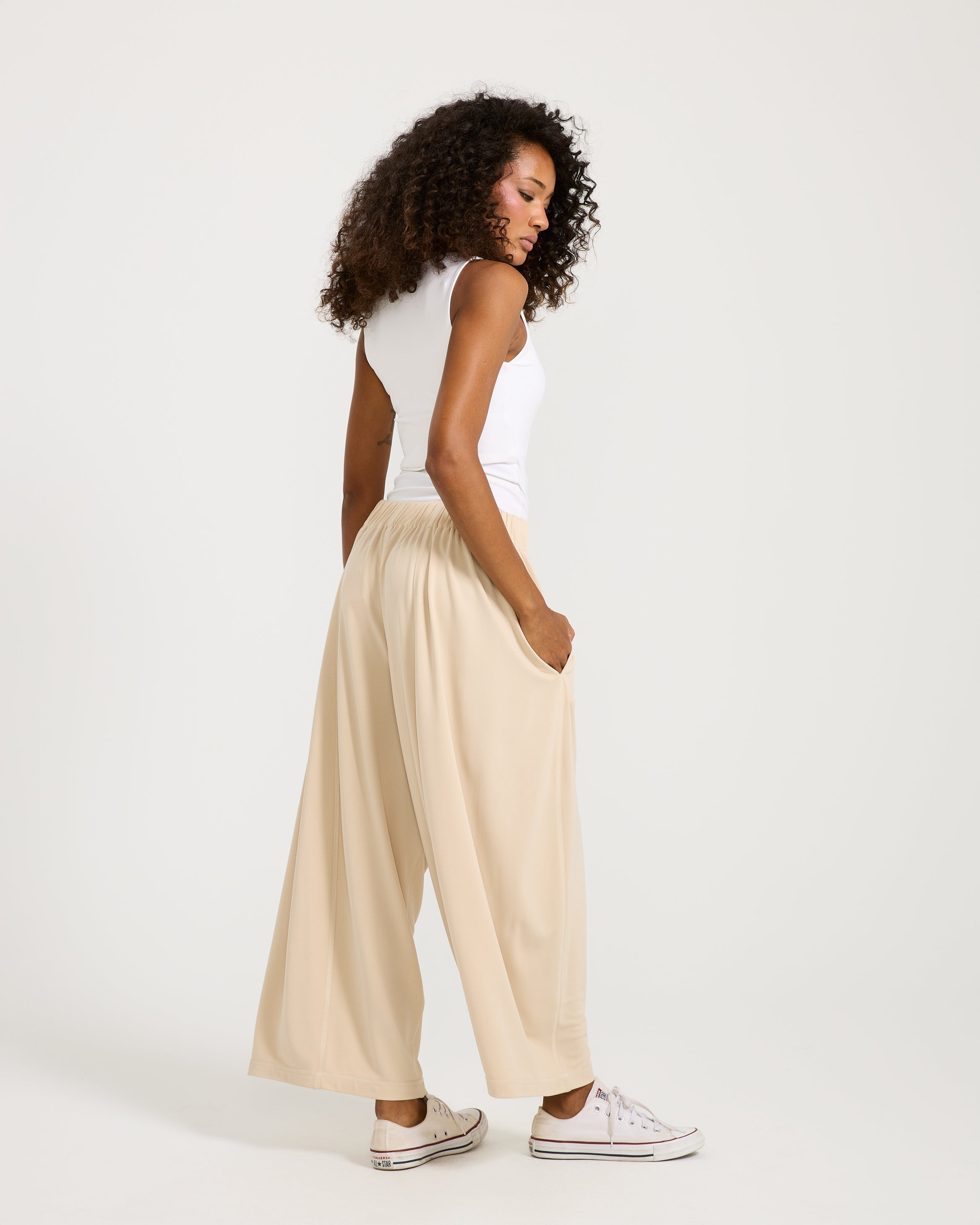 Patch Work Cropped Wide Leg