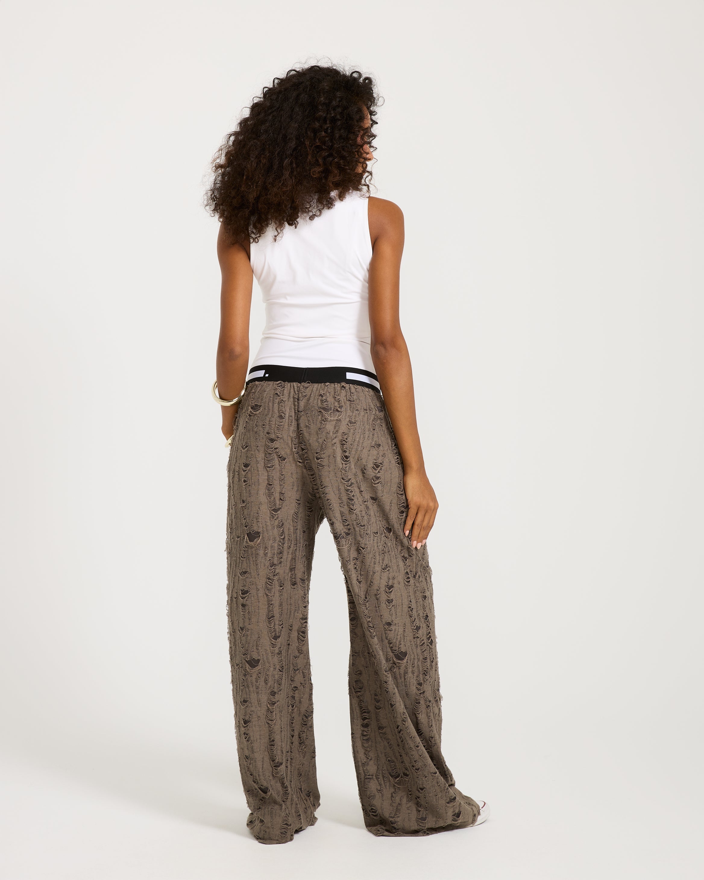 Ripped Wide Leg In Dark Grey