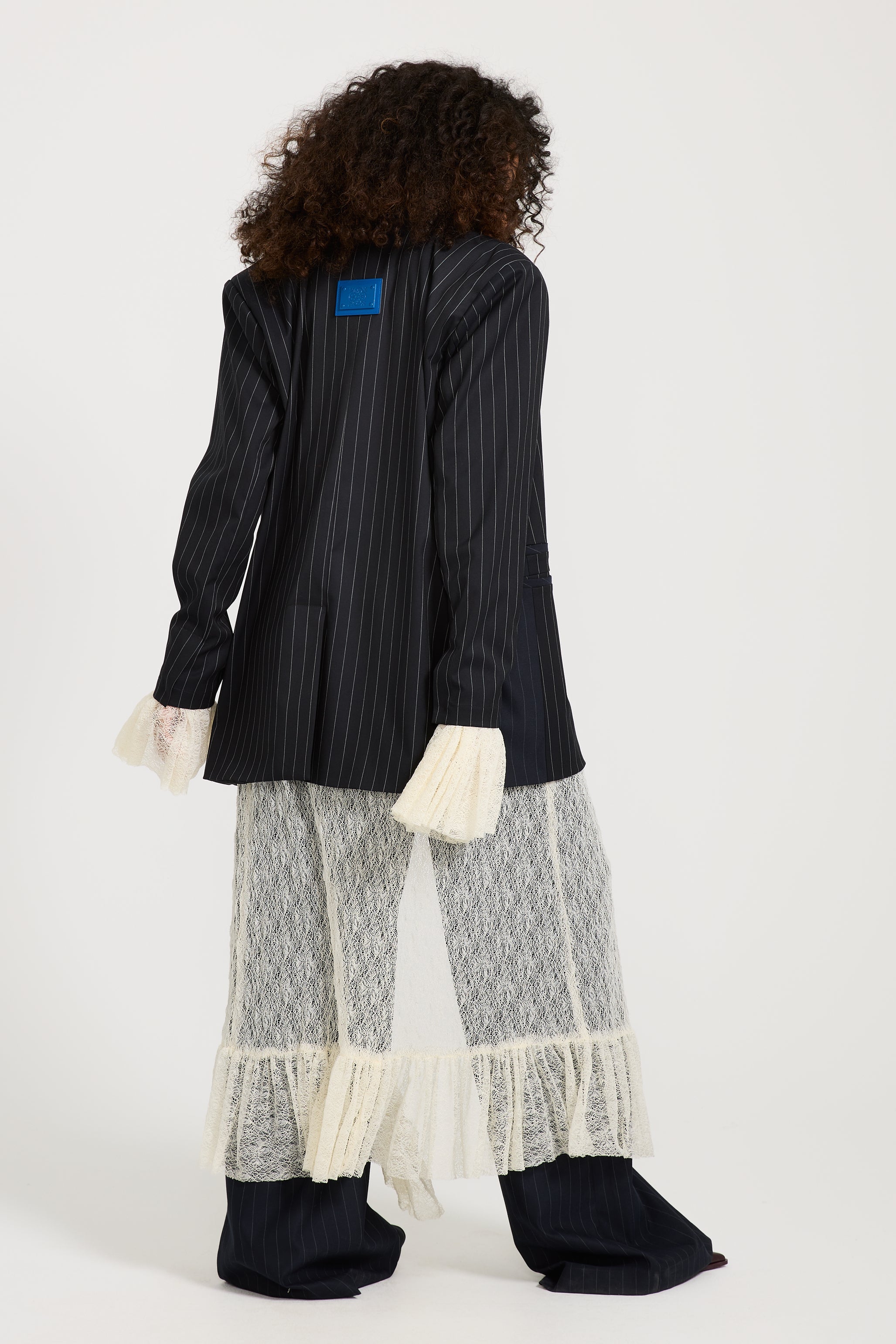 Oversize Patch Work Striped Blazer