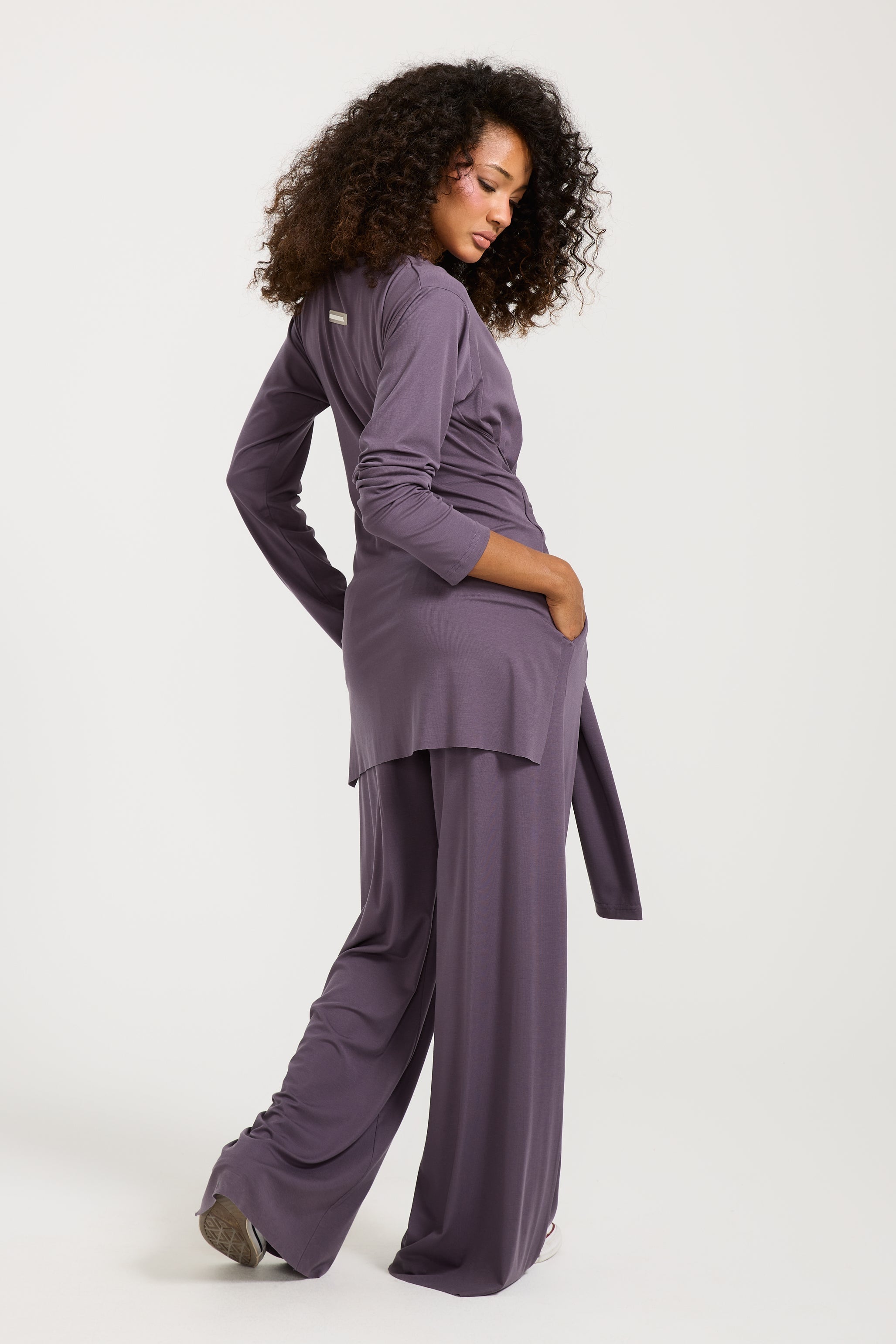 Basic Belted High Low Top Purple