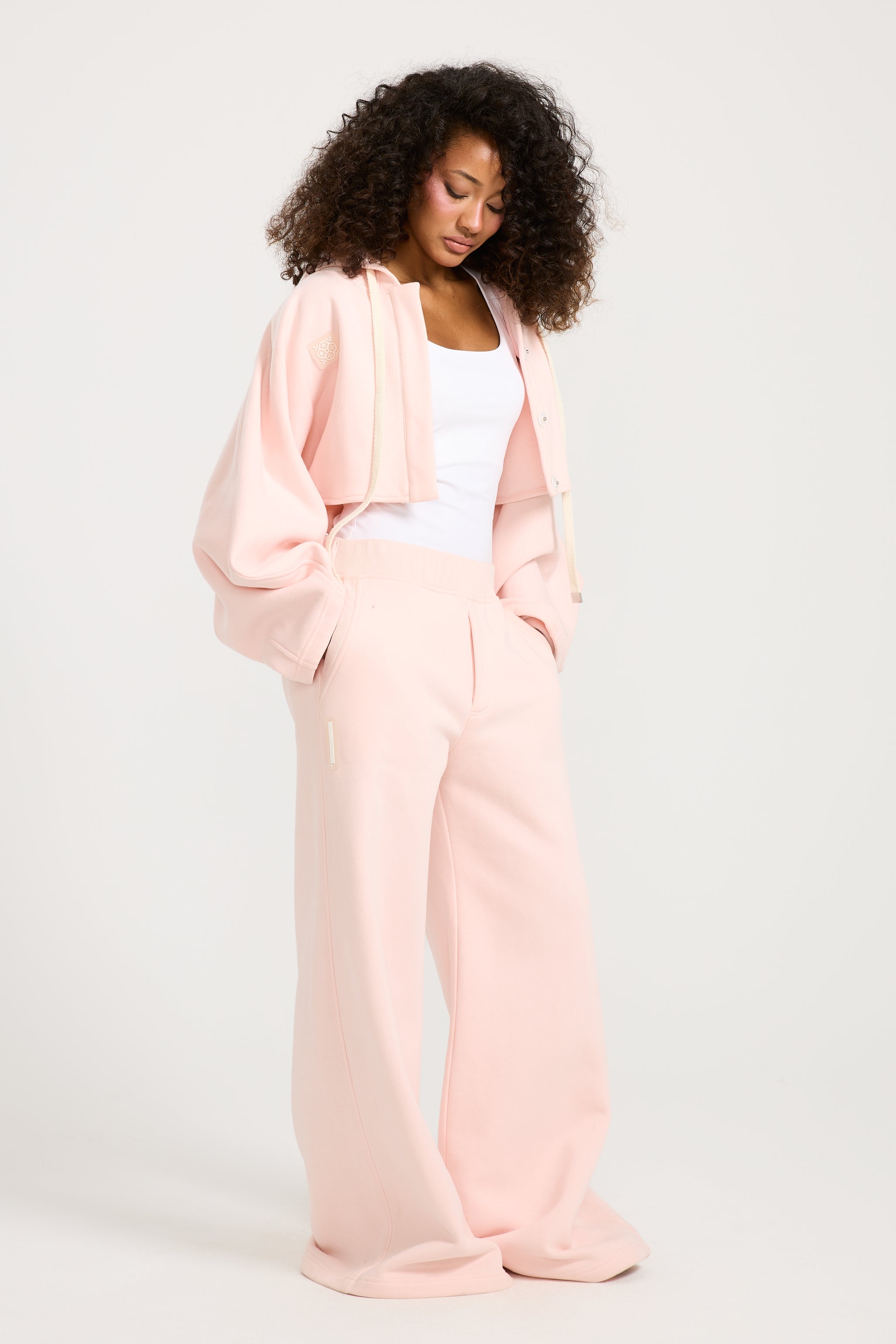 Cropped Pointed Sleeves Pink Jacket
