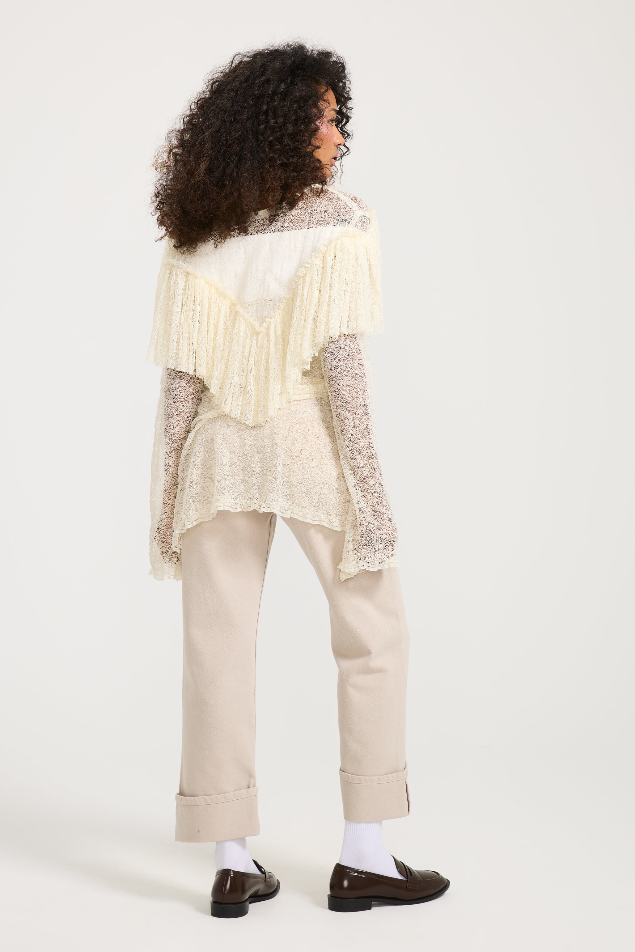 V Ruffles Lace Top