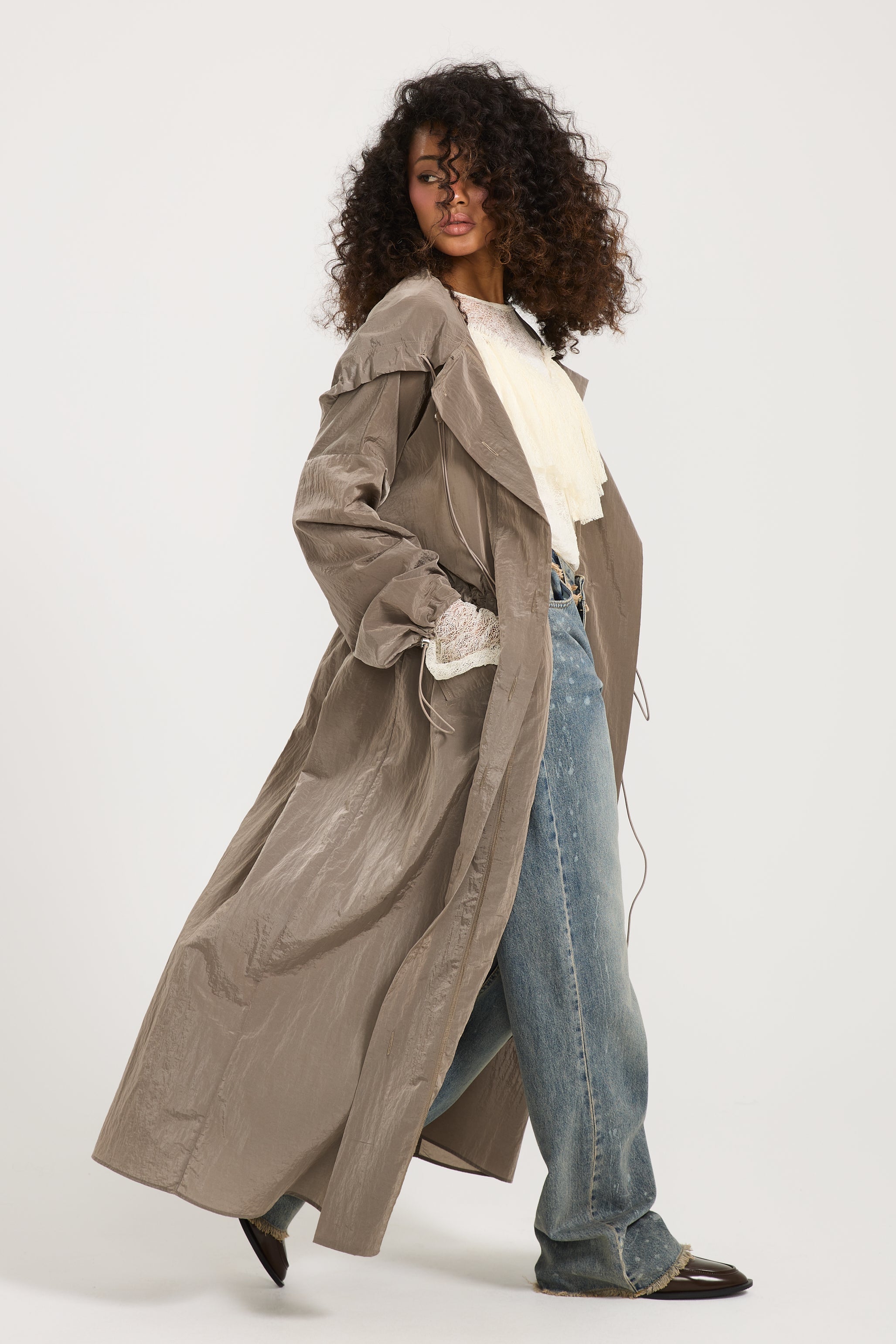 Maxi Waterproof Rain Coat In Grey
