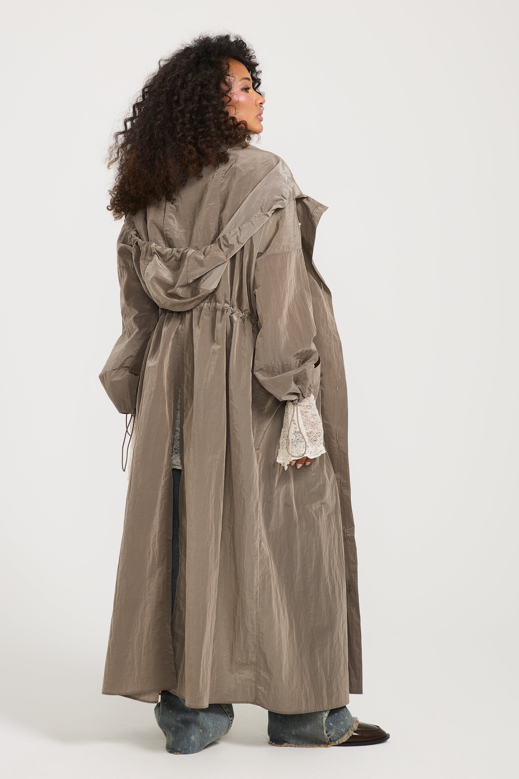 Maxi Waterproof Rain Coat In Grey