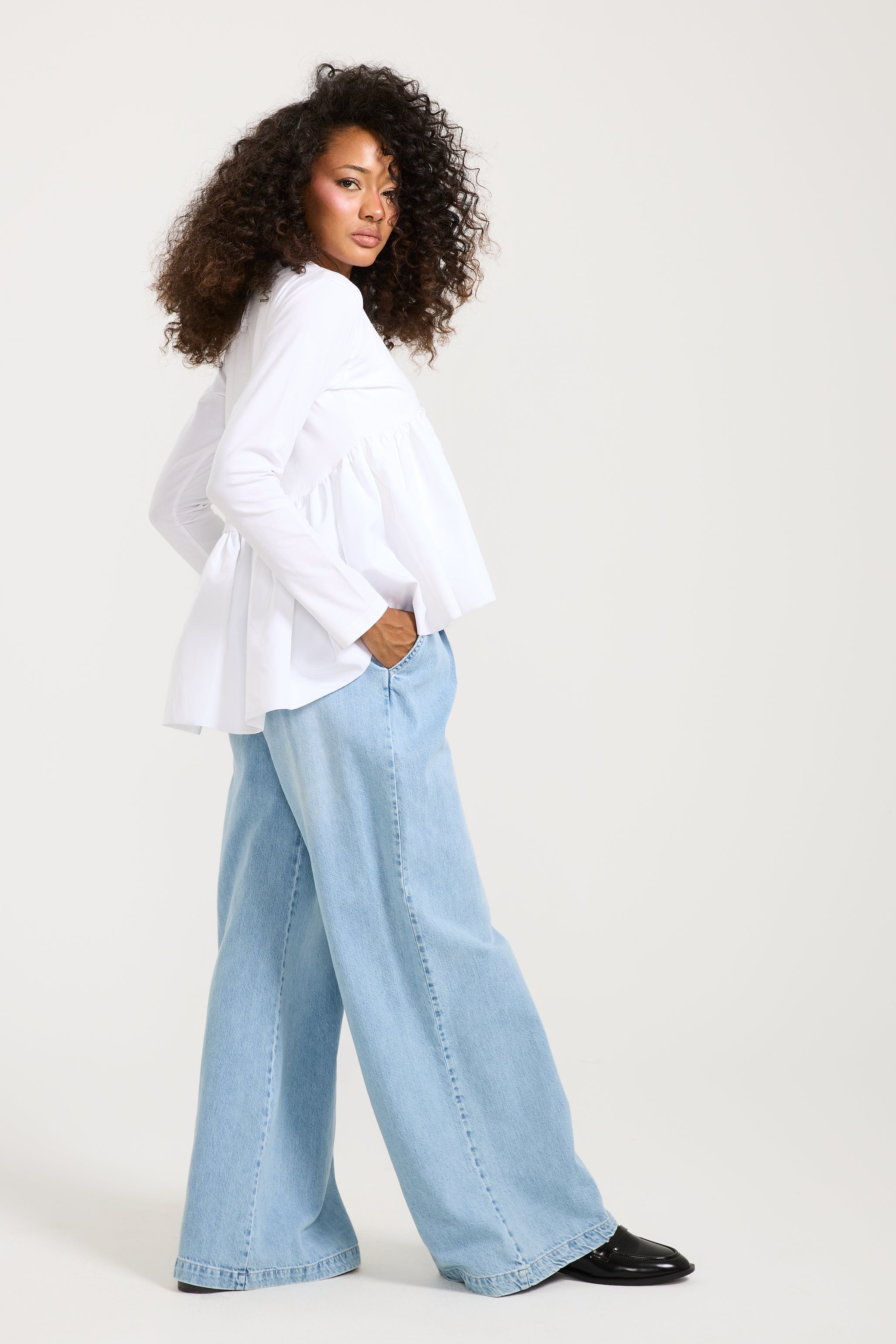 Waterproof Peplum T-Shirt In White