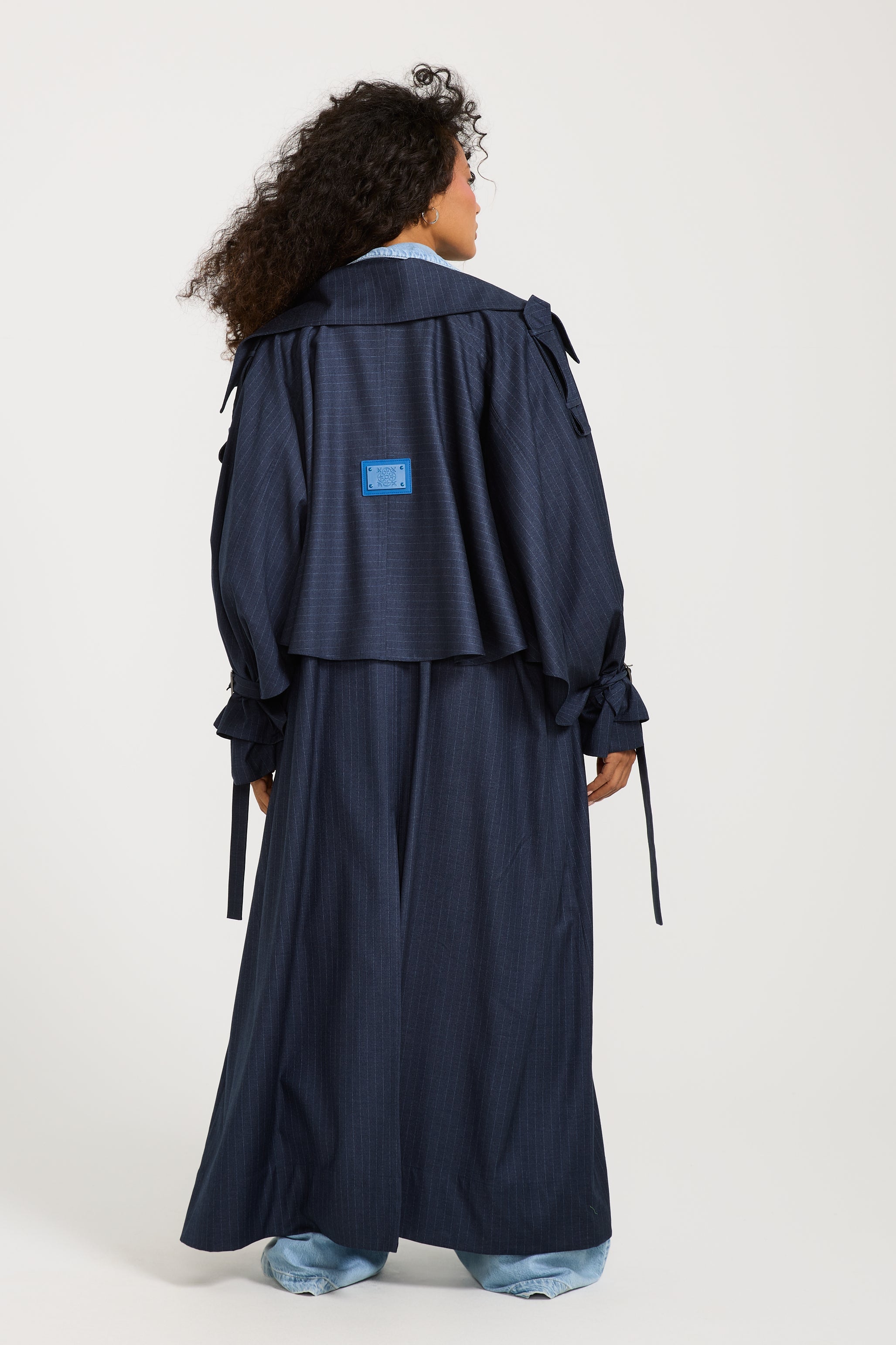 Striped Navy Trench Coat