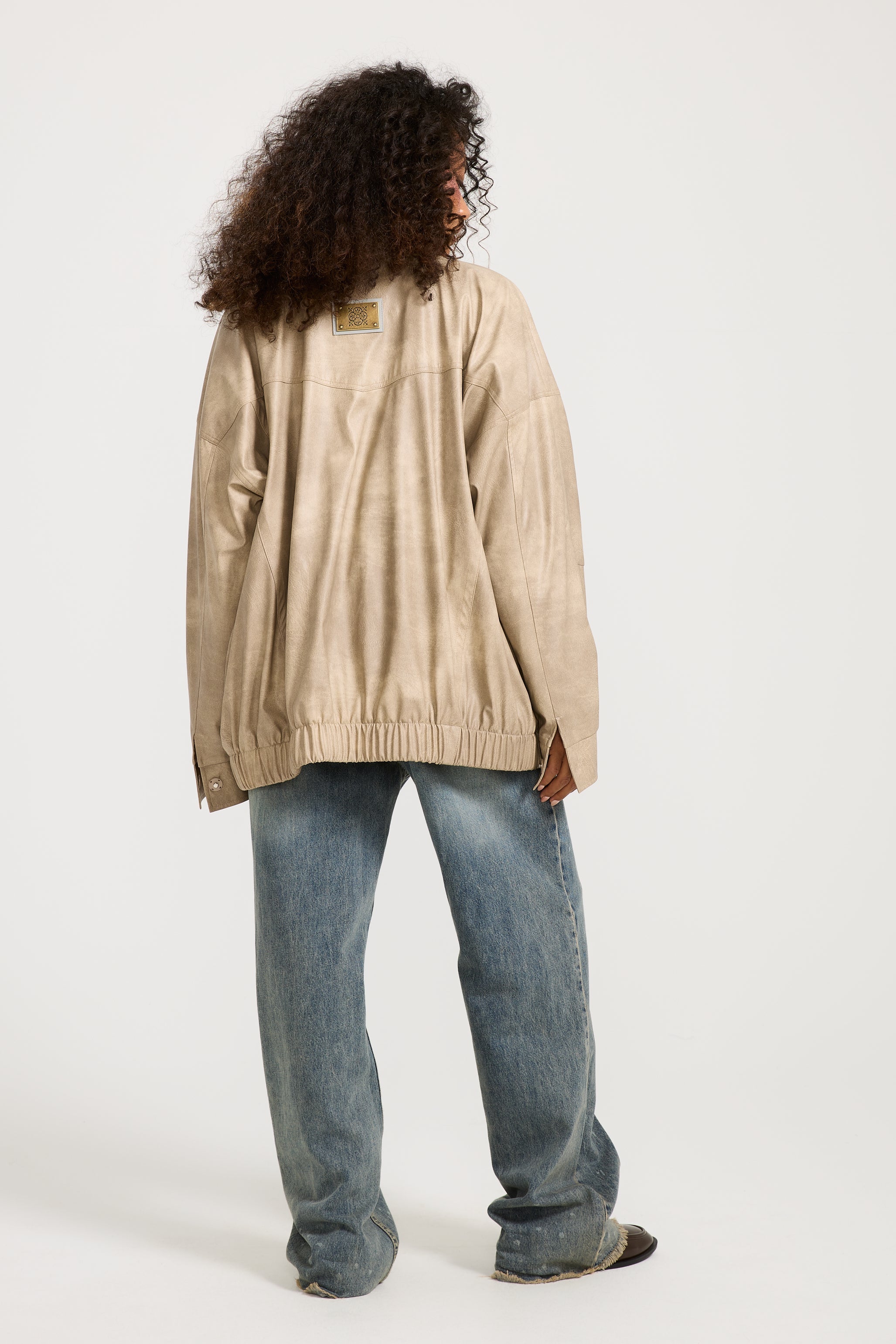 Oversized Bomber Leather Jacket