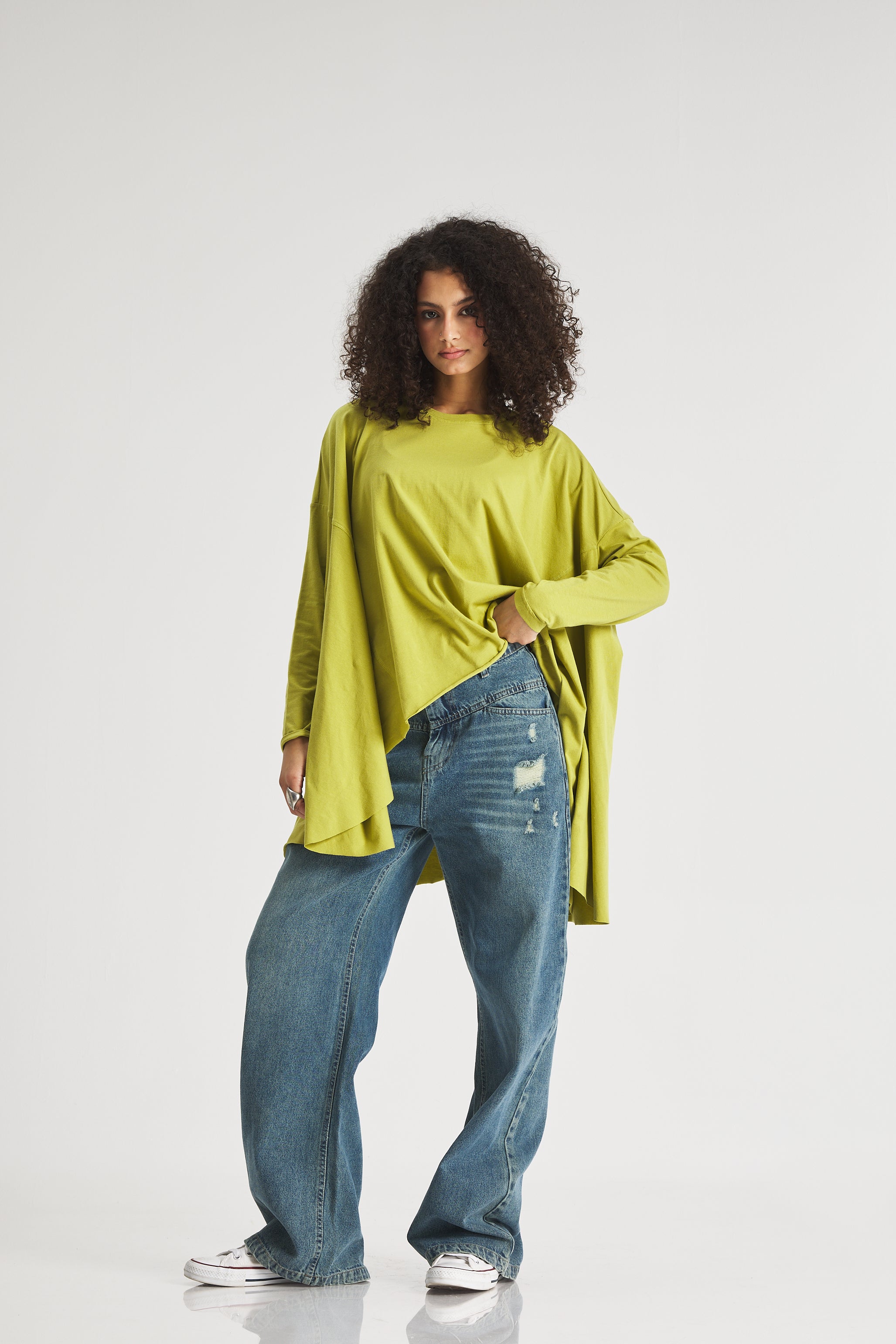 Asymmetrical T-Shirt In Apple Green