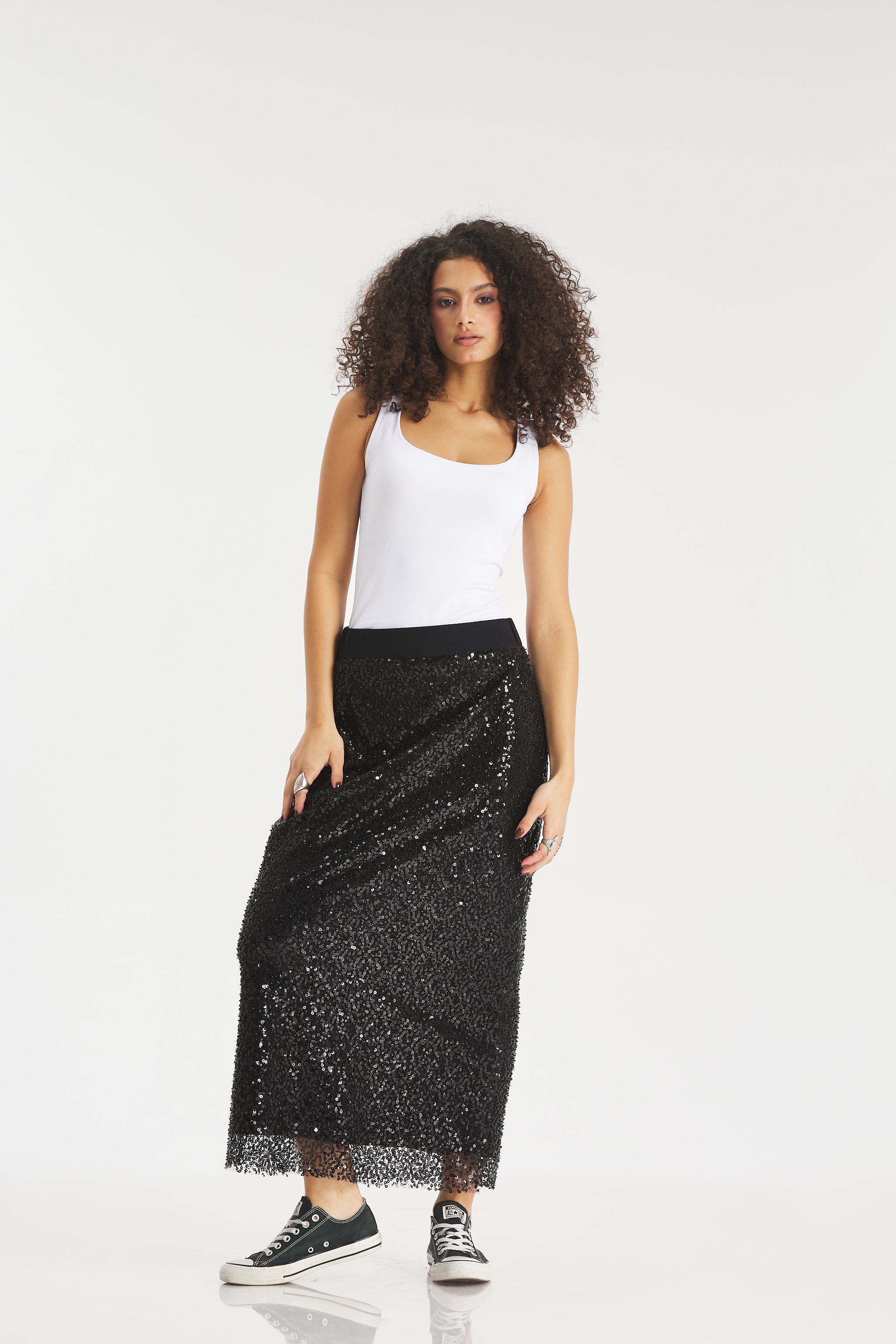 Pencil skirt sequin in black