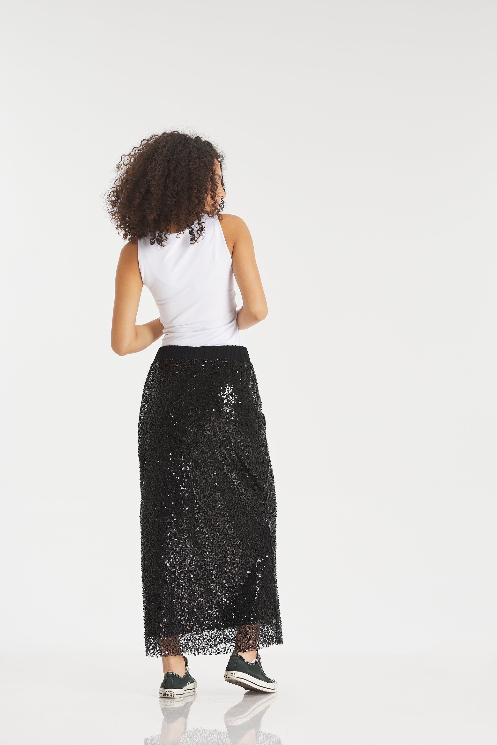 Pencil skirt sequin in black