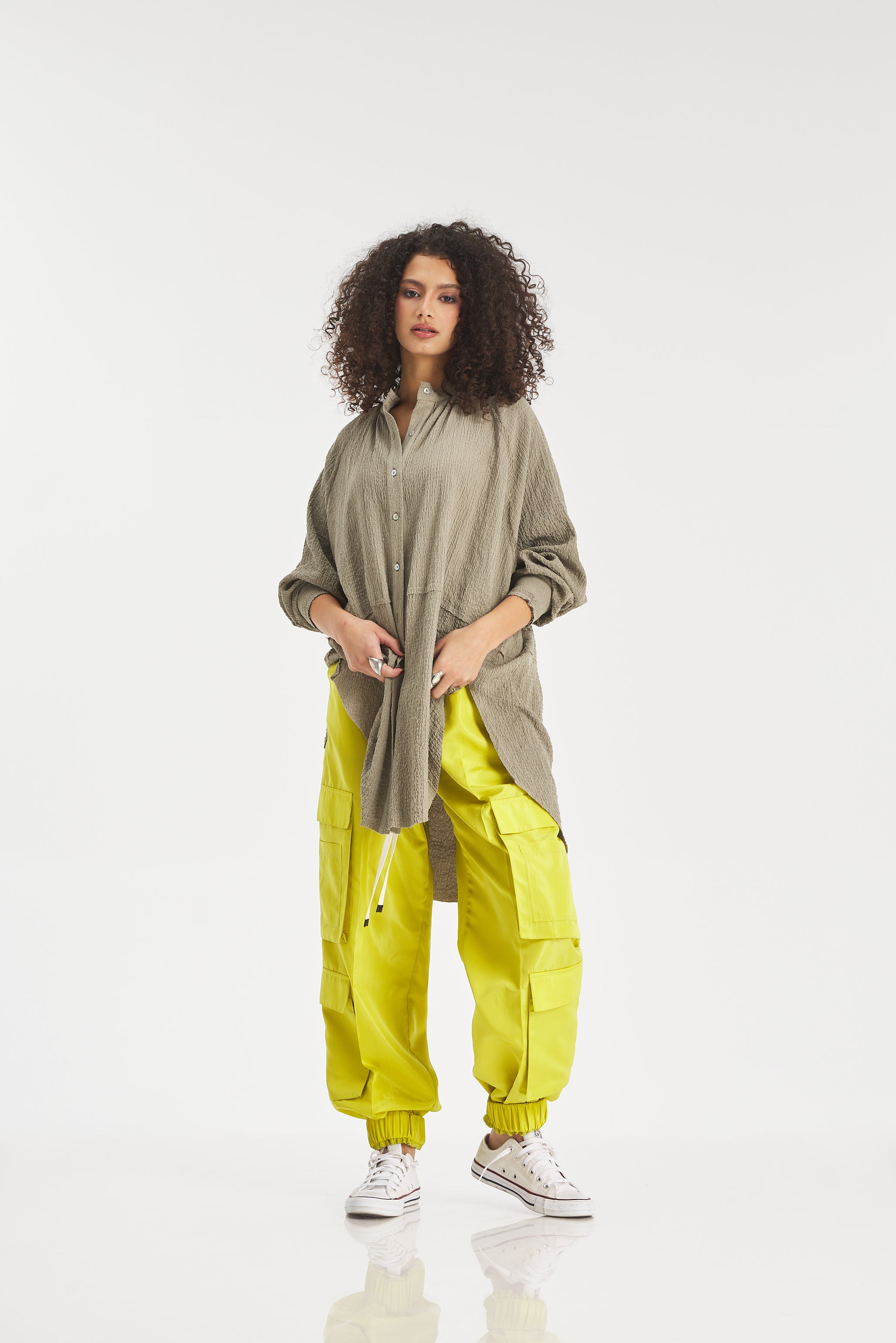 Oversize Crushed Shirt In Coffee
