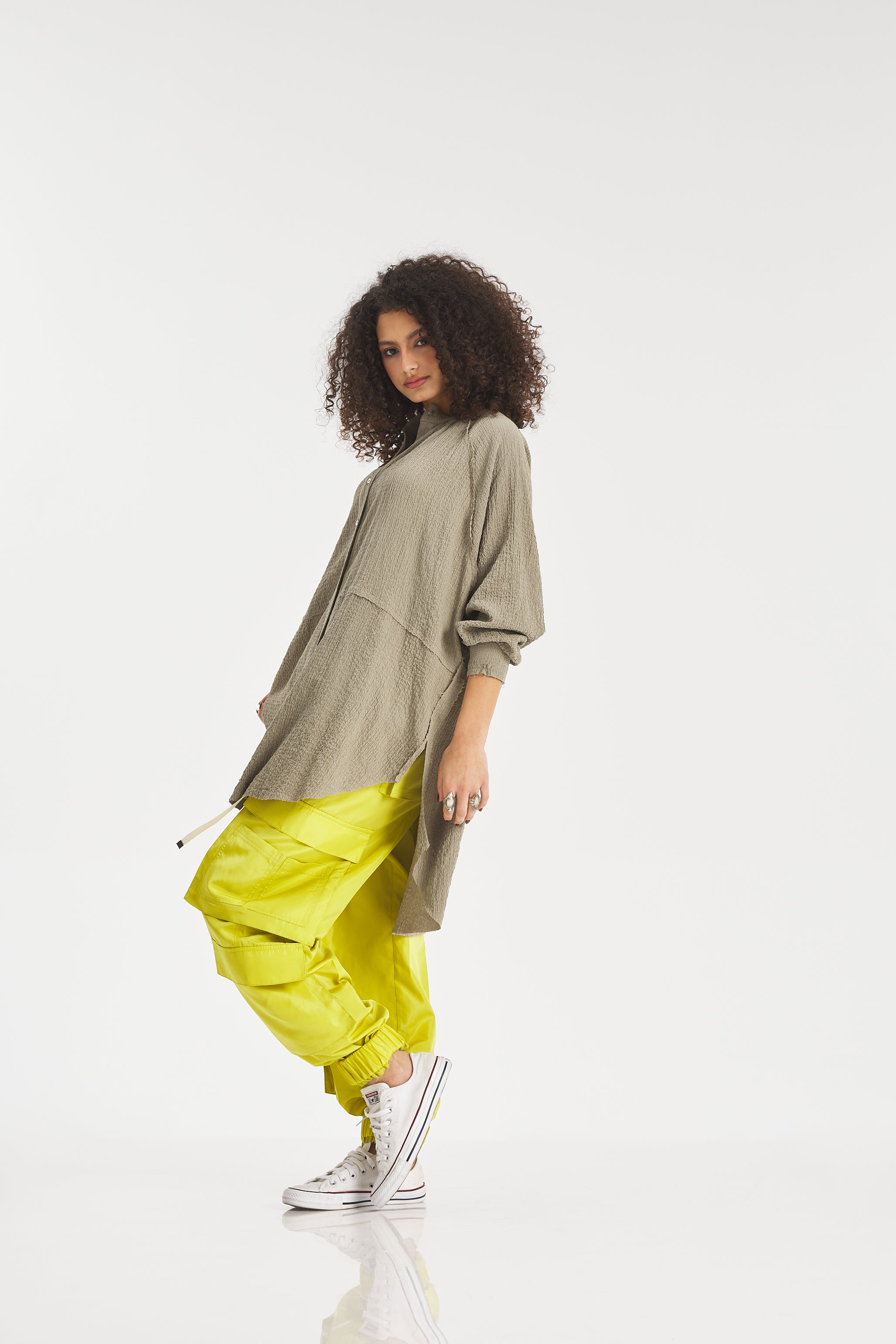 Oversize Crushed Shirt In Coffee