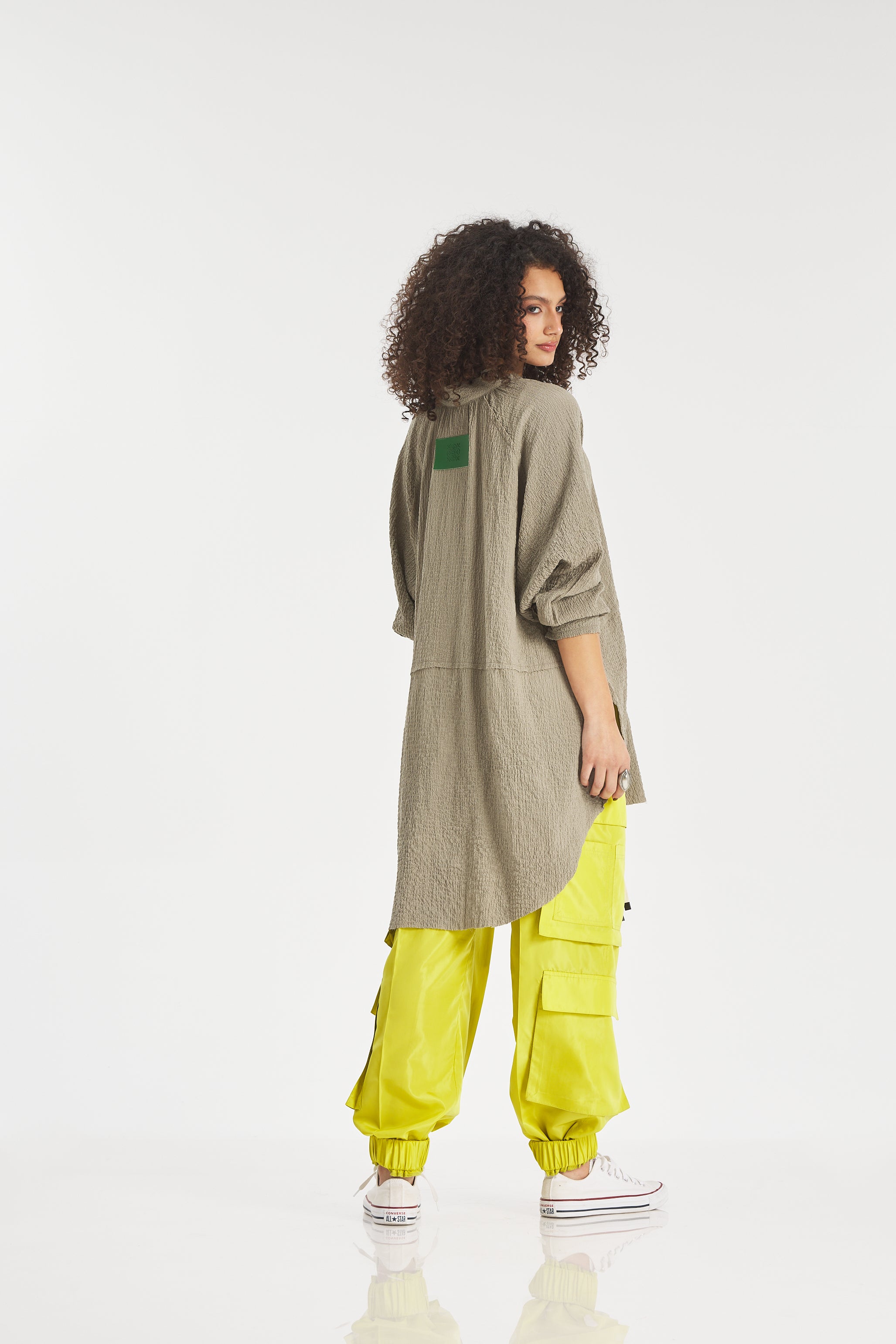 Oversize Crushed Shirt In Coffee