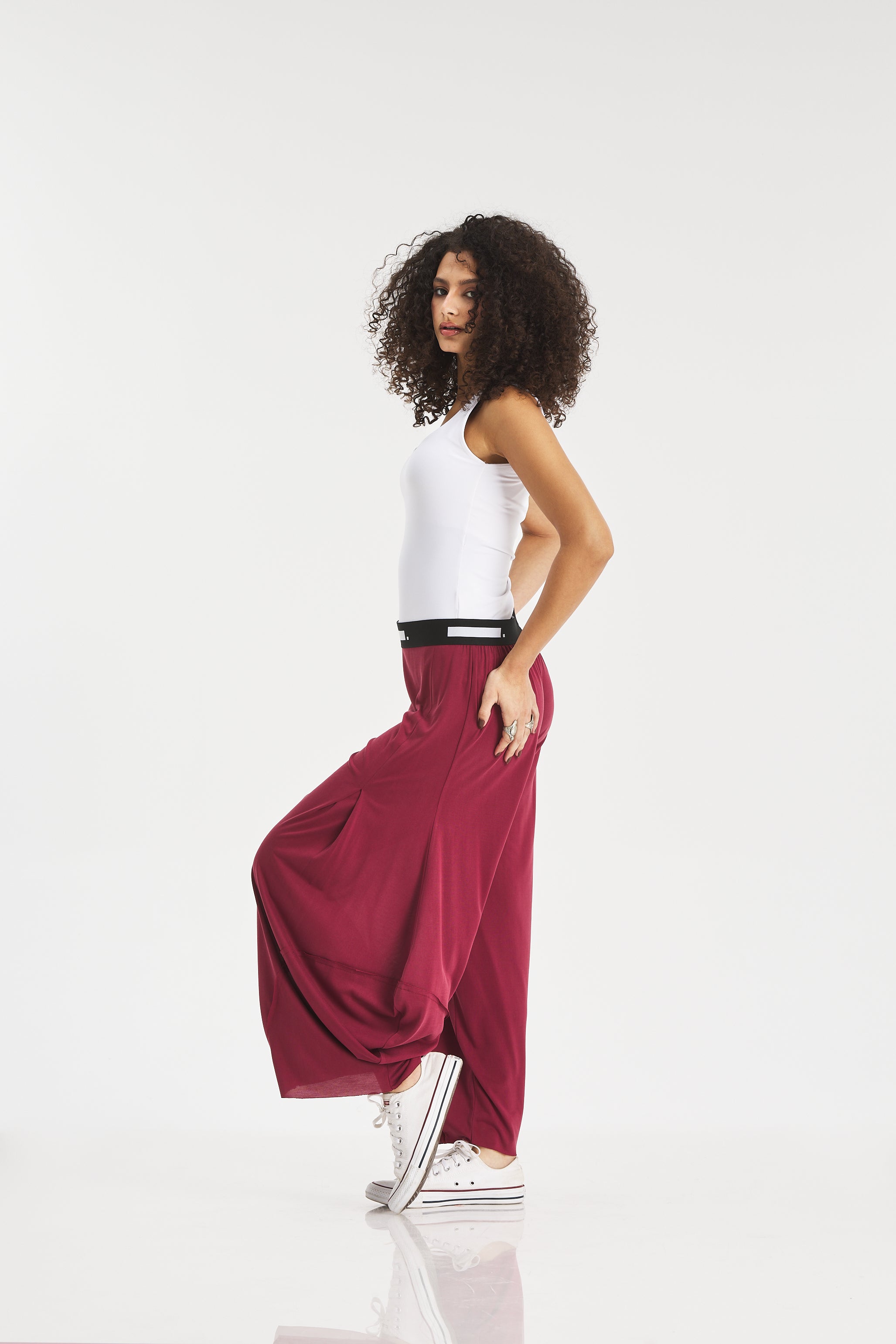 Soft patchwork cropped Pants In Brick